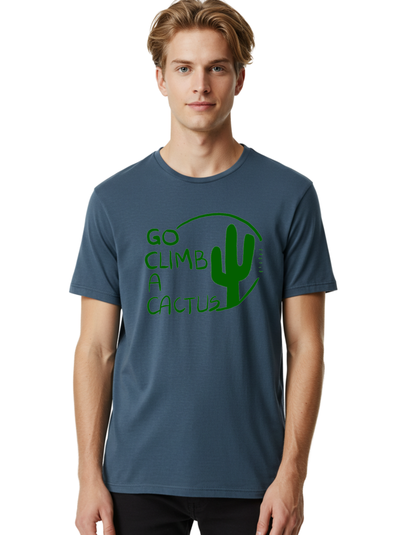 Go-Climb-A-Cactus Men'S Graphic Tee, 100% Cotton, Comfortable Casual Summer Wear, Machine Washable, Go Climb Cactus, Funny Sayings, Motivational Quotes, Satire, Humor, Adventure, Outdoors, Quirky, Cactus Love, Sarcasm -  Aaa047 12
