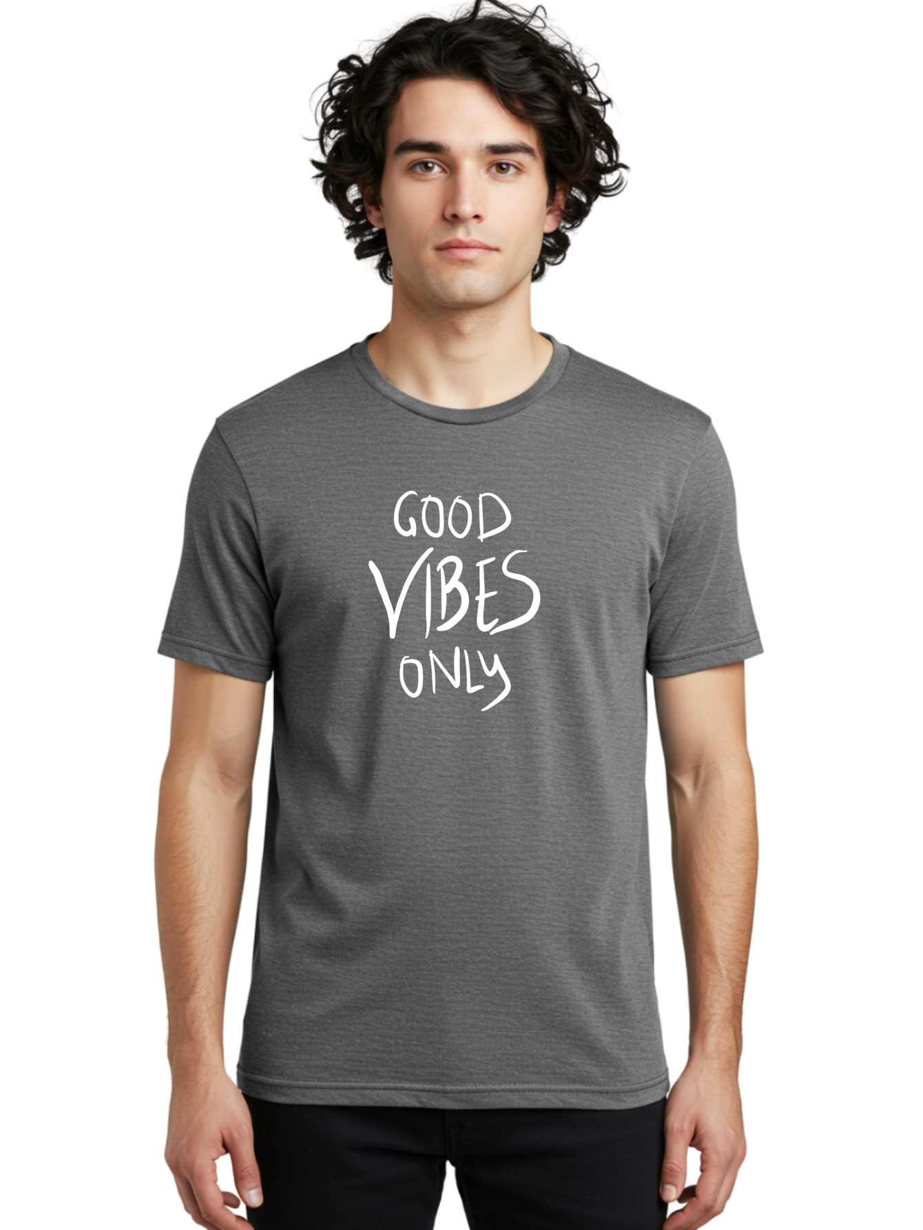 Good-Vibes-Only Men'S Graphic Tee, 100% Cotton, Comfortable Casual Summer Wear, Machine Washable, Positive Affirmations, Motivational Quotes, Good Vibes Only, Positivity, Inspiring Messages, Uplifting Quotes, Happy Thoughts -  Aaa048 8