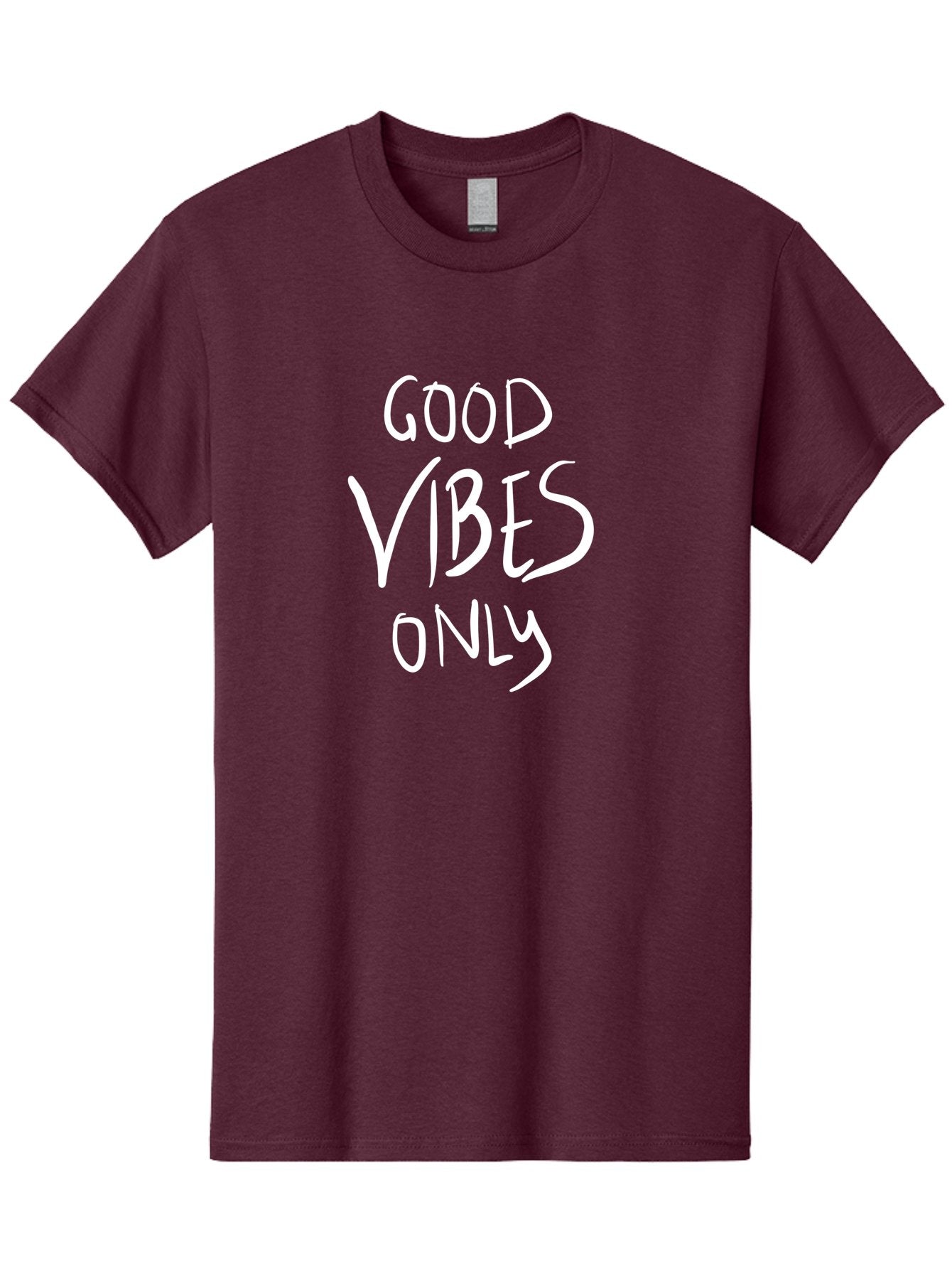 Good-Vibes-Only Men'S Graphic Tee, 100% Cotton, Comfortable Casual Summer Wear, Machine Washable, Positive Affirmations, Motivational Quotes, Good Vibes Only, Positivity, Inspiring Messages, Uplifting Quotes, Happy Thoughts -  Aaa048