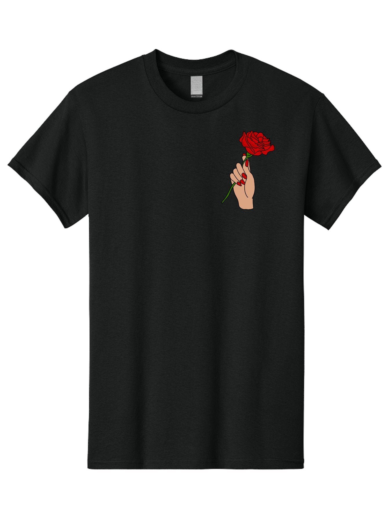 Hand-Holding-Red-Rose Men'S Graphic Tee, 100% Cotton, Comfortable Casual Summer Wear, Machine Washable, Hand Holding Red Rose, Red Rose Illustration, Romantic Gesture, Beautiful Flowers, Lovely Illustration, Cartoon Hand, Red Flowers -  Aaa050 17