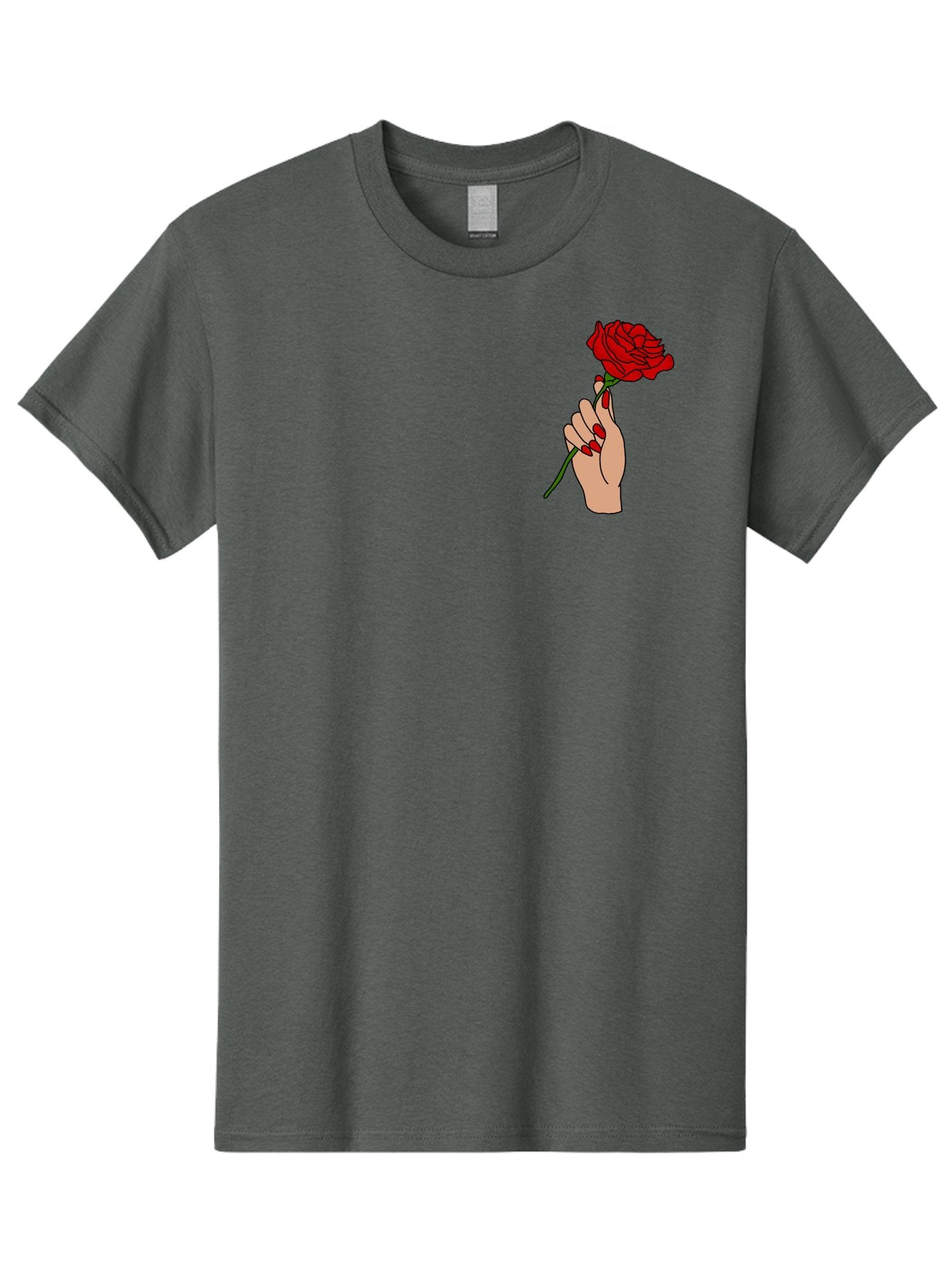 Hand-Holding-Red-Rose Men'S Graphic Tee, 100% Cotton, Comfortable Casual Summer Wear, Machine Washable, Hand Holding Red Rose, Red Rose Illustration, Romantic Gesture, Beautiful Flowers, Lovely Illustration, Cartoon Hand, Red Flowers -  Aaa050 29