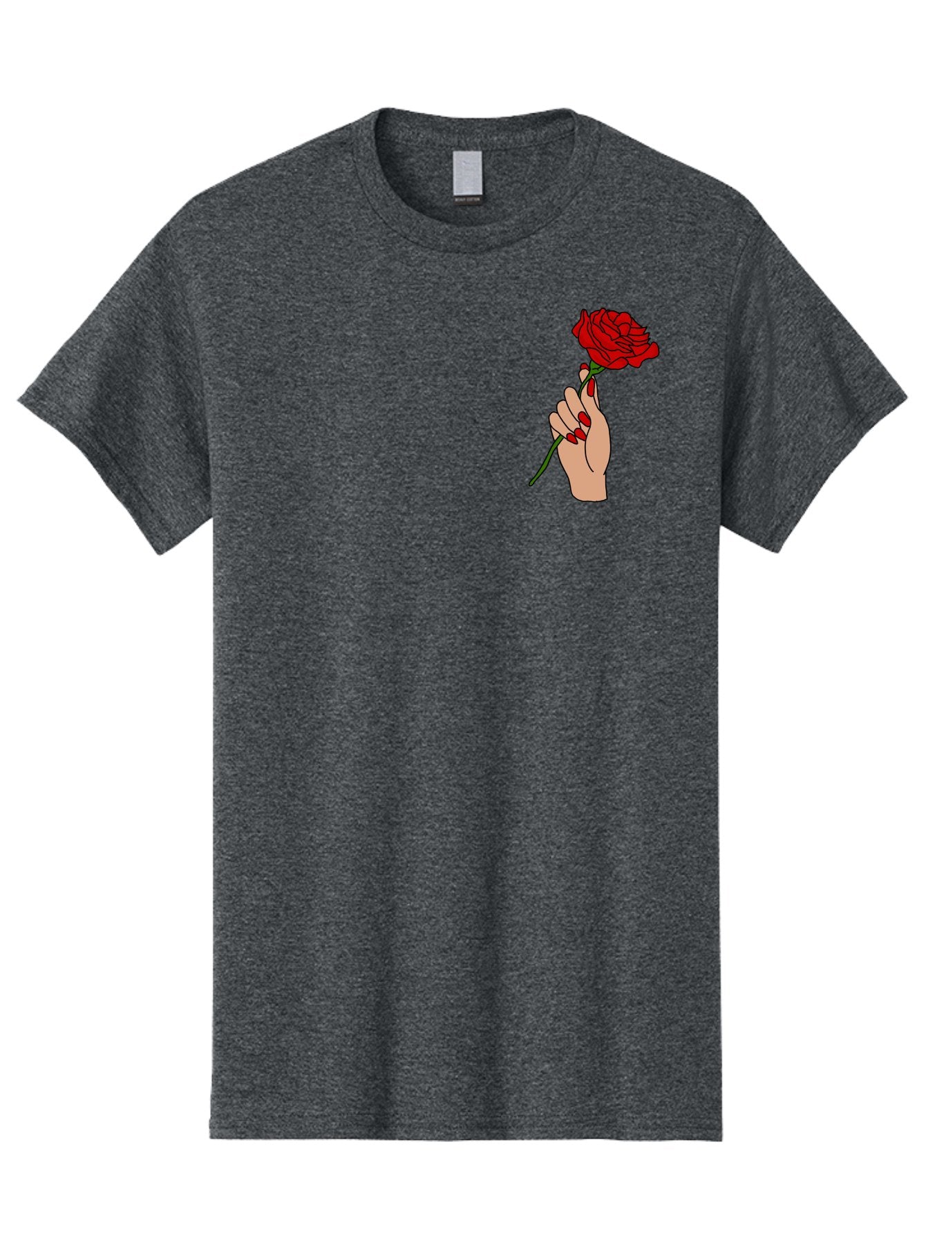 Hand-Holding-Red-Rose Men'S Graphic Tee, 100% Cotton, Comfortable Casual Summer Wear, Machine Washable, Hand Holding Red Rose, Red Rose Illustration, Romantic Gesture, Beautiful Flowers, Lovely Illustration, Cartoon Hand, Red Flowers -  Aaa050 23