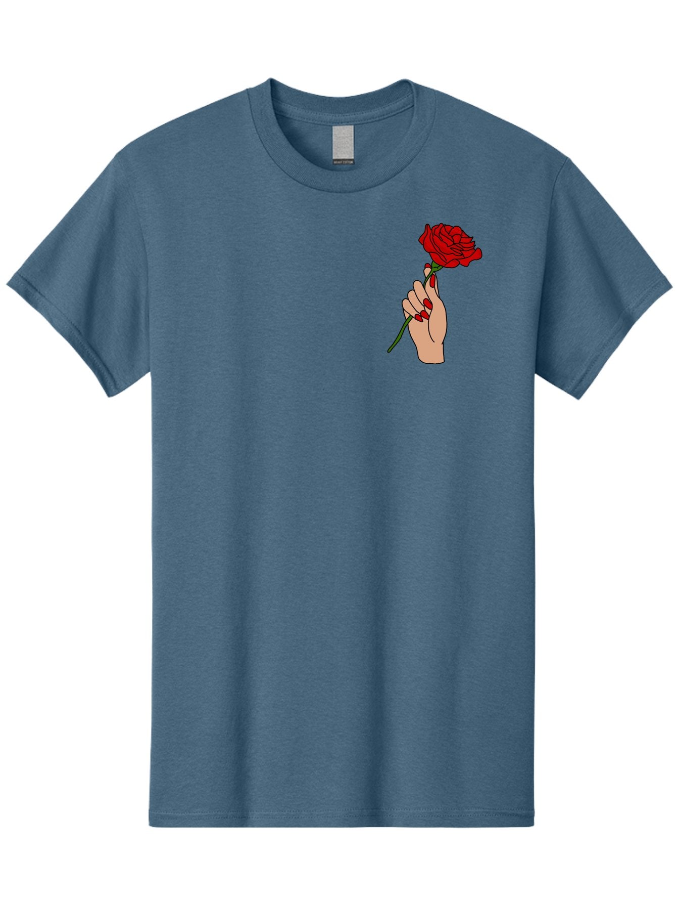 Hand-Holding-Red-Rose Men'S Graphic Tee, 100% Cotton, Comfortable Casual Summer Wear, Machine Washable, Hand Holding Red Rose, Red Rose Illustration, Romantic Gesture, Beautiful Flowers, Lovely Illustration, Cartoon Hand, Red Flowers -  Aaa050 9
