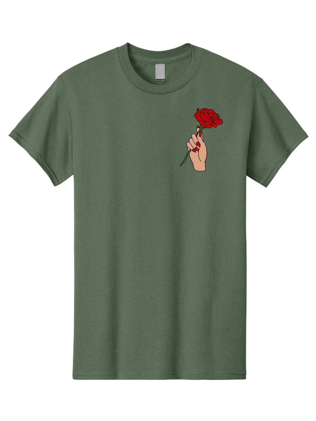Hand-Holding-Red-Rose Men'S Graphic Tee, 100% Cotton, Comfortable Casual Summer Wear, Machine Washable, Hand Holding Red Rose, Red Rose Illustration, Romantic Gesture, Beautiful Flowers, Lovely Illustration, Cartoon Hand, Red Flowers -  Aaa050 21