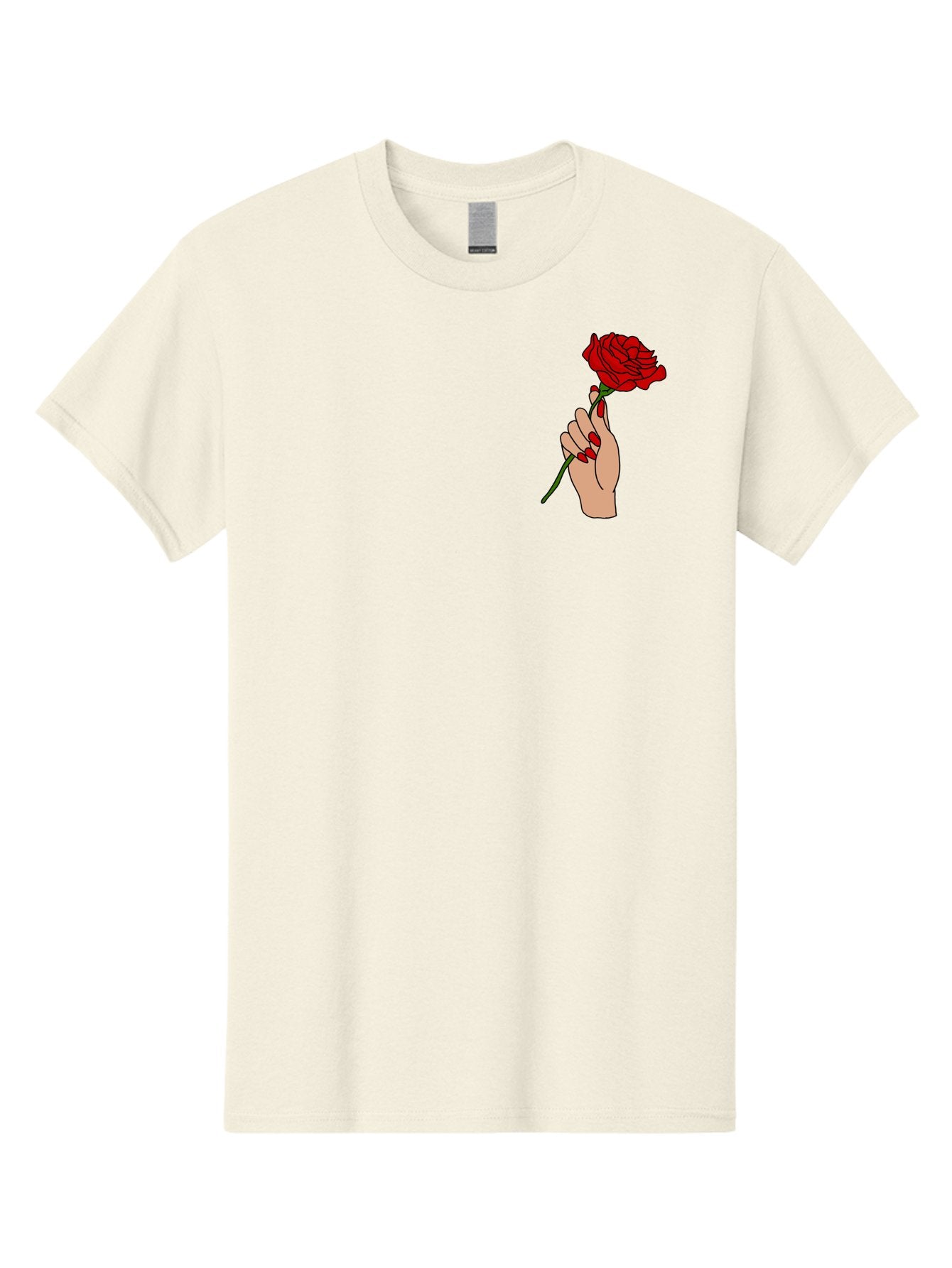 Hand-Holding-Red-Rose Men'S Graphic Tee, 100% Cotton, Comfortable Casual Summer Wear, Machine Washable, Hand Holding Red Rose, Red Rose Illustration, Romantic Gesture, Beautiful Flowers, Lovely Illustration, Cartoon Hand, Red Flowers -  Aaa050 5