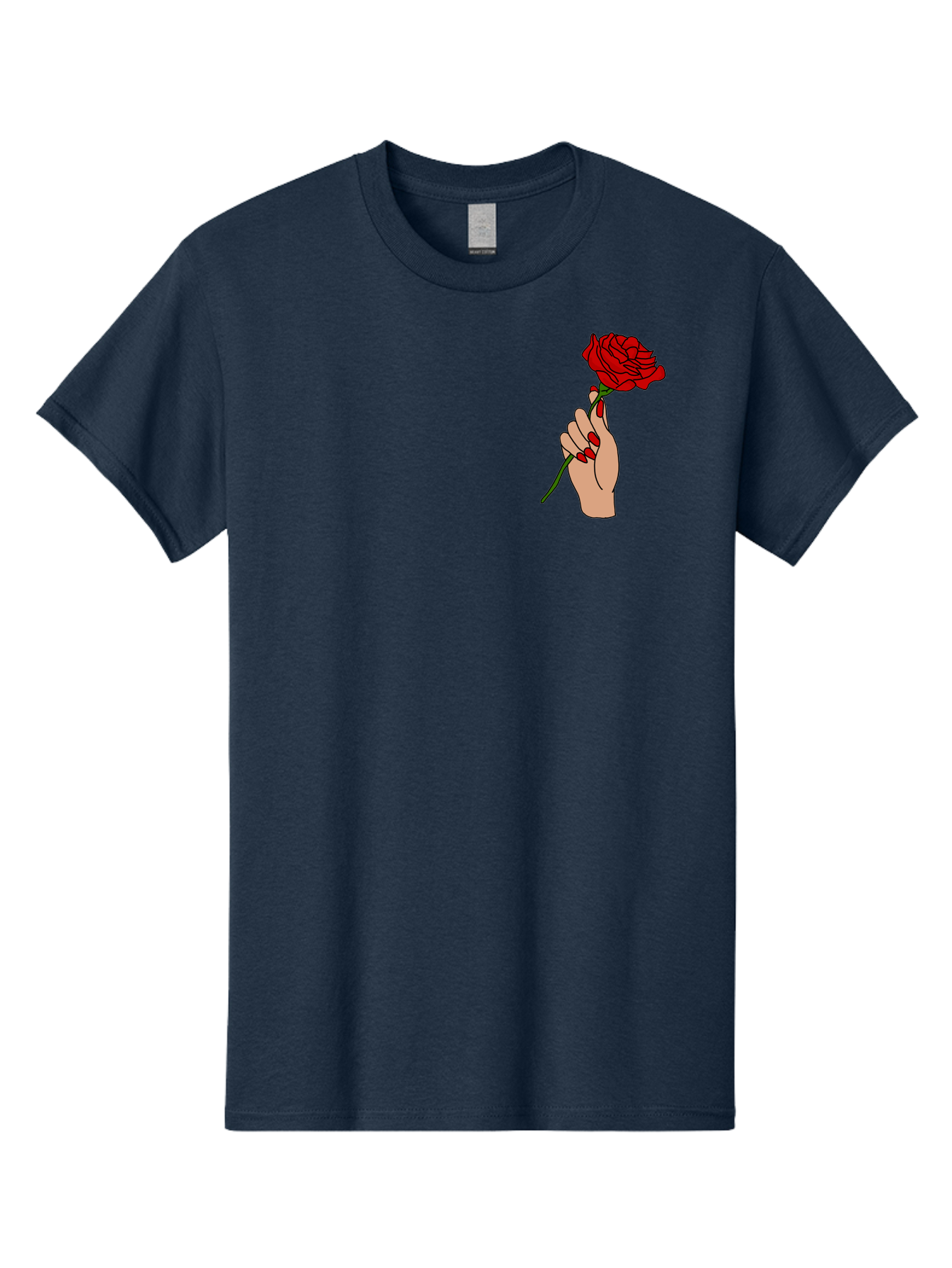 Hand-Holding-Red-Rose Men'S Graphic Tee, 100% Cotton, Comfortable Casual Summer Wear, Machine Washable, Hand Holding Red Rose, Red Rose Illustration, Romantic Gesture, Beautiful Flowers, Lovely Illustration, Cartoon Hand, Red Flowers -  Aaa050