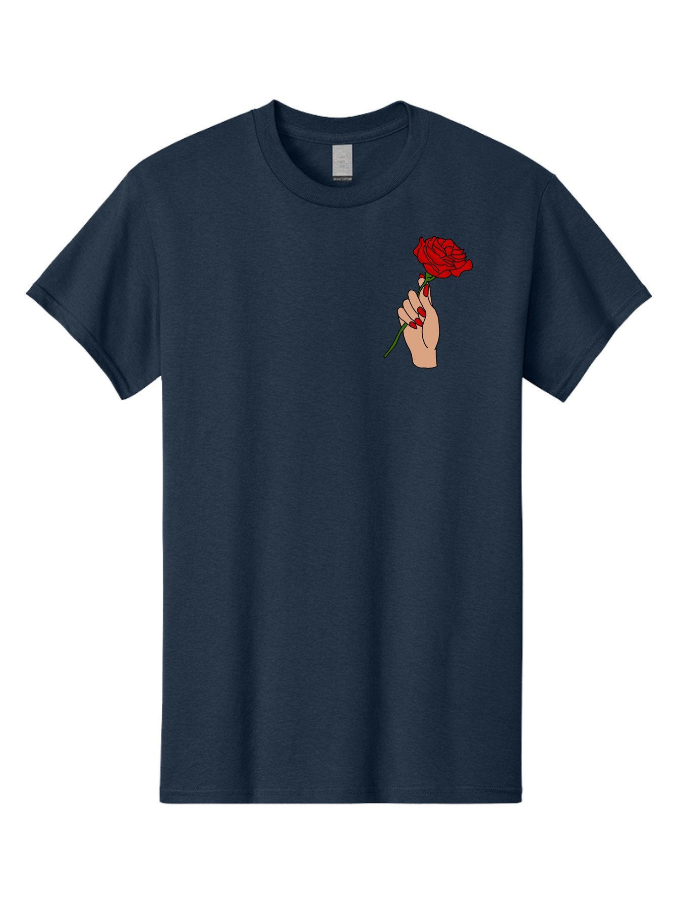 Hand-Holding-Red-Rose Men'S Graphic Tee, 100% Cotton, Comfortable Casual Summer Wear, Machine Washable, Hand Holding Red Rose, Red Rose Illustration, Romantic Gesture, Beautiful Flowers, Lovely Illustration, Cartoon Hand, Red Flowers -  Aaa050 19