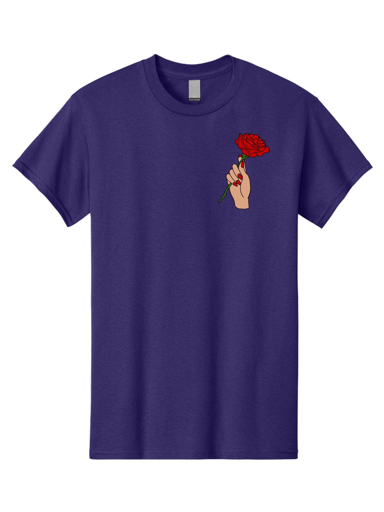 Hand-Holding-Red-Rose Men'S Graphic Tee, 100% Cotton, Comfortable Casual Summer Wear, Machine Washable, Hand Holding Red Rose, Red Rose Illustration, Romantic Gesture, Beautiful Flowers, Lovely Illustration, Cartoon Hand, Red Flowers -  Aaa050 13