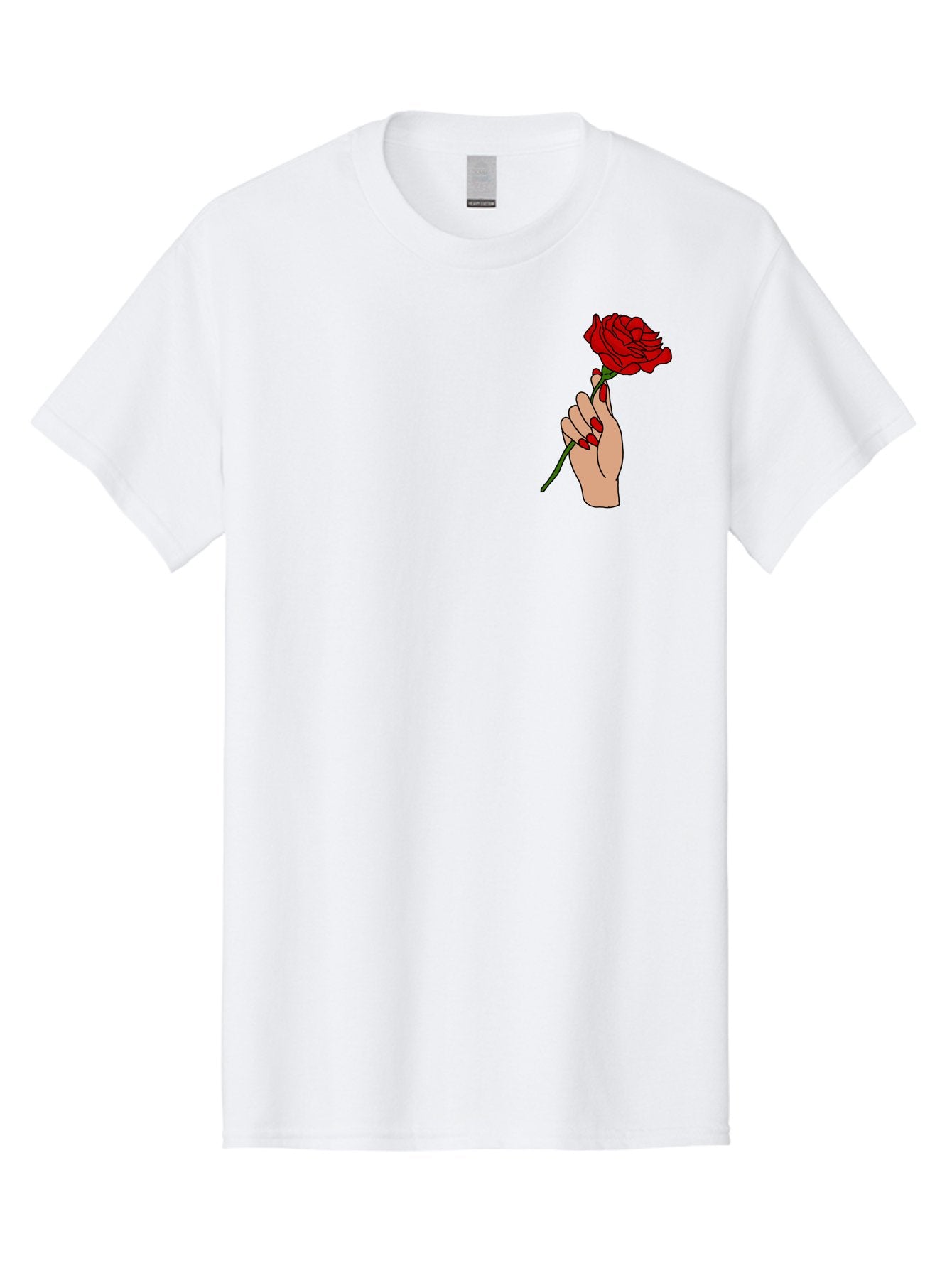 Hand-Holding-Red-Rose Men'S Graphic Tee, 100% Cotton, Comfortable Casual Summer Wear, Machine Washable, Hand Holding Red Rose, Red Rose Illustration, Romantic Gesture, Beautiful Flowers, Lovely Illustration, Cartoon Hand, Red Flowers -  Aaa050 15
