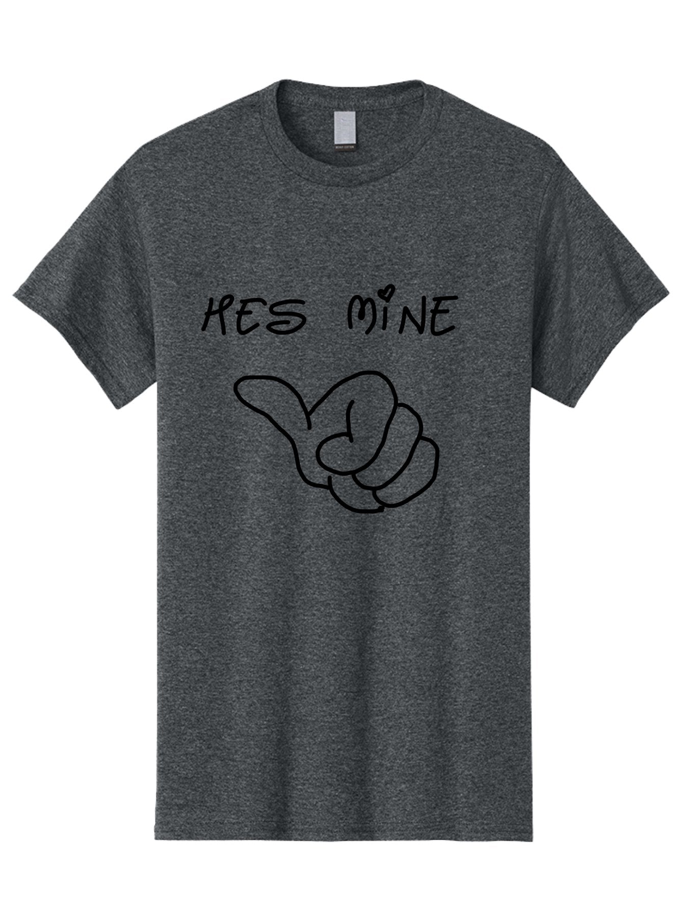 Hes-Mine Men'S Graphic Tee, 100% Cotton, Comfortable Casual Summer Wear, Machine Washable, Hand Gesture, Thumbs Up, Love Sign, Heart Symbol, Possessive Symbol, Quirky Art, Funny Graphics, Hand Drawn Illustration, Playful Design -  Aaa053 21