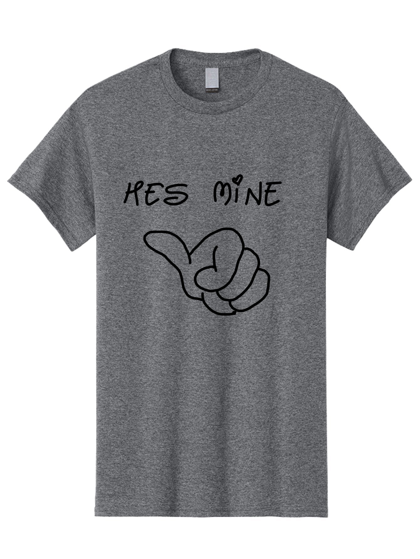 Hes-Mine Men'S Graphic Tee, 100% Cotton, Comfortable Casual Summer Wear, Machine Washable, Hand Gesture, Thumbs Up, Love Sign, Heart Symbol, Possessive Symbol, Quirky Art, Funny Graphics, Hand Drawn Illustration, Playful Design -  Aaa053 17