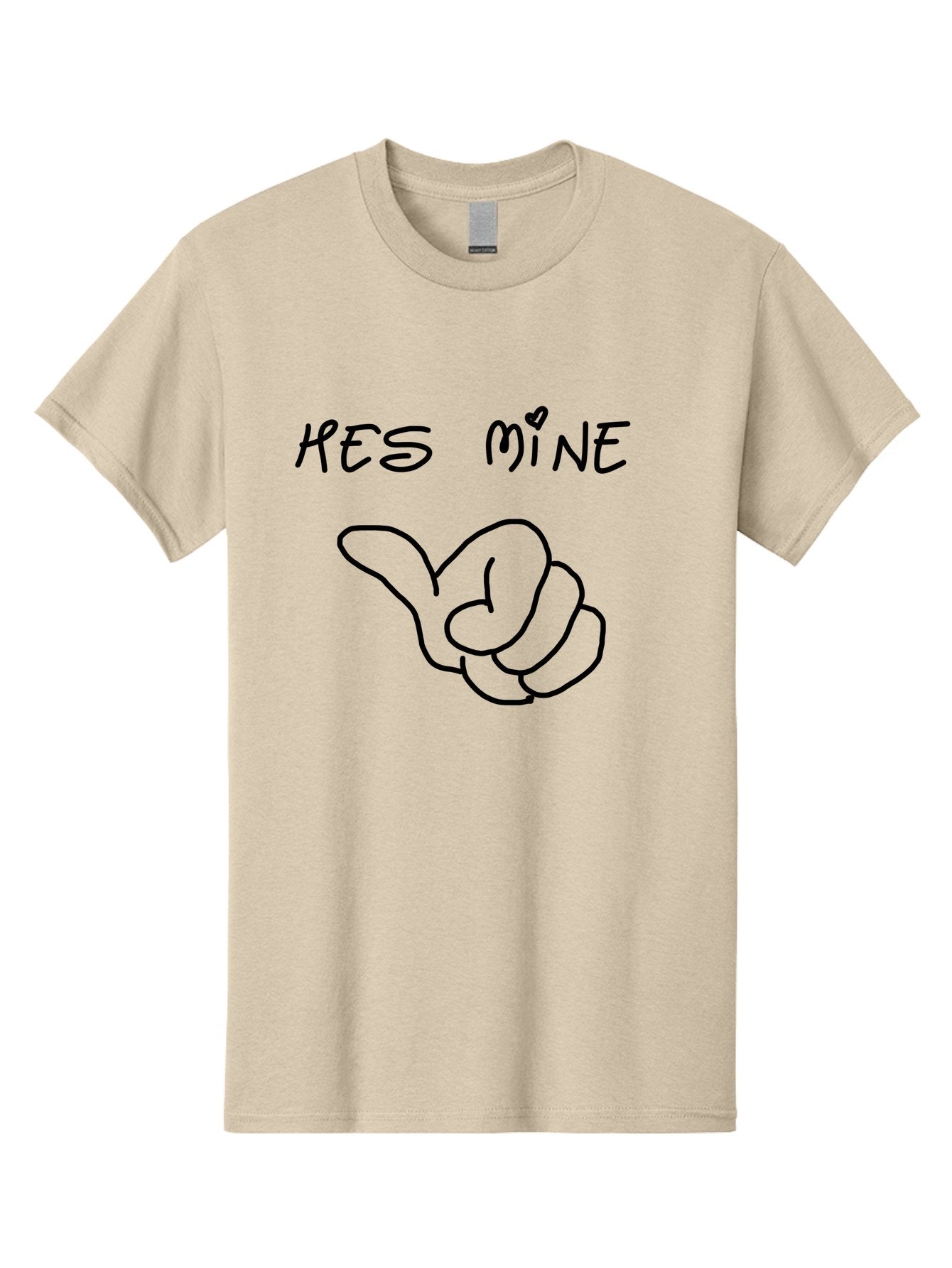 Hes-Mine Men'S Graphic Tee, 100% Cotton, Comfortable Casual Summer Wear, Machine Washable, Hand Gesture, Thumbs Up, Love Sign, Heart Symbol, Possessive Symbol, Quirky Art, Funny Graphics, Hand Drawn Illustration, Playful Design -  Aaa053 29