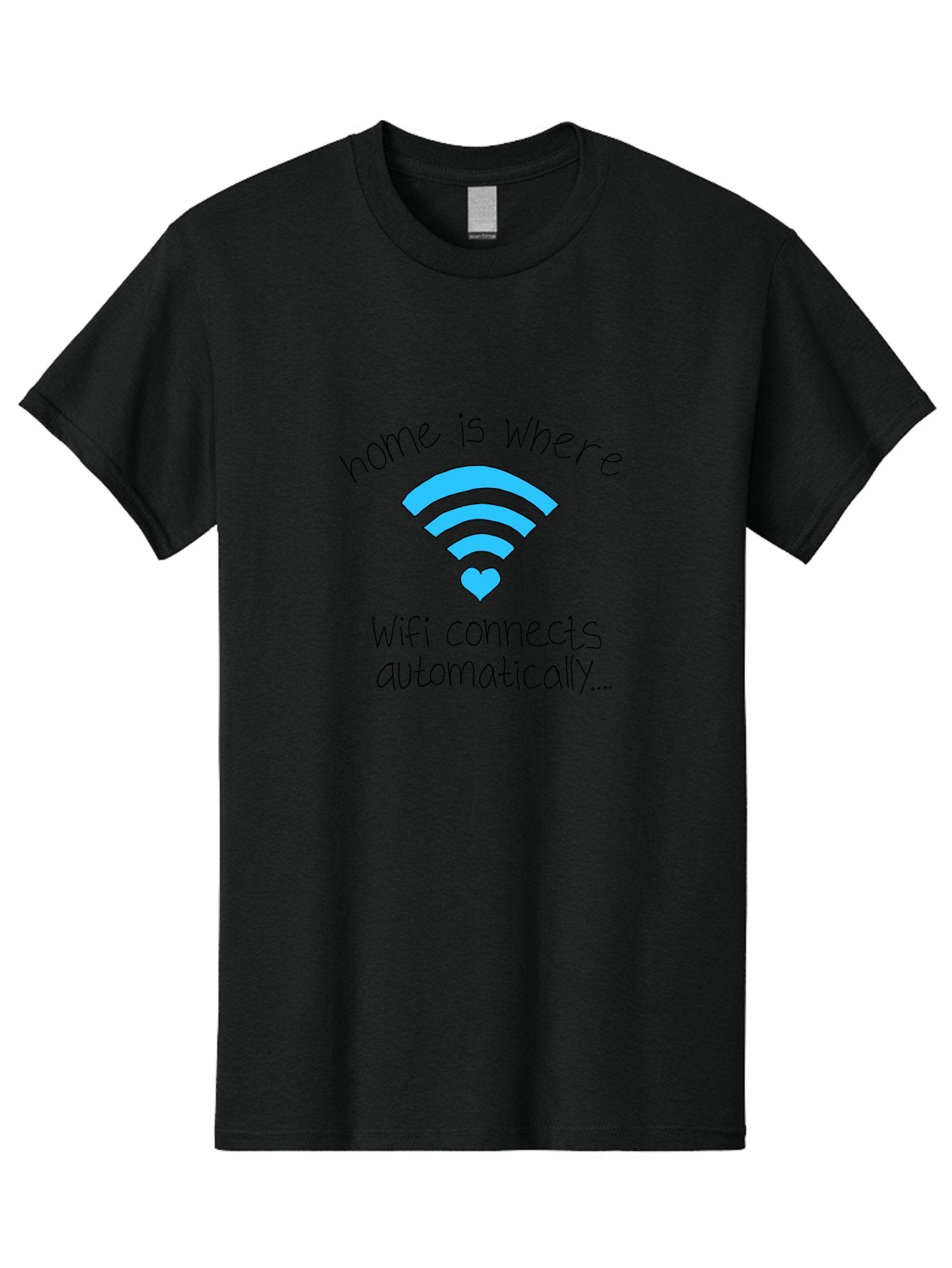 Home-Is-Where-Wifi-Connects-Automatically Men'S Graphic Tee, 100% Cotton, Comfortable Casual Summer Wear, Machine Washable, Wifi Symbol With Heart, Home Sweet Home, Wireless Connection, Digital Life, Humorous Quote, Quirky Design, -  Aaa054 29