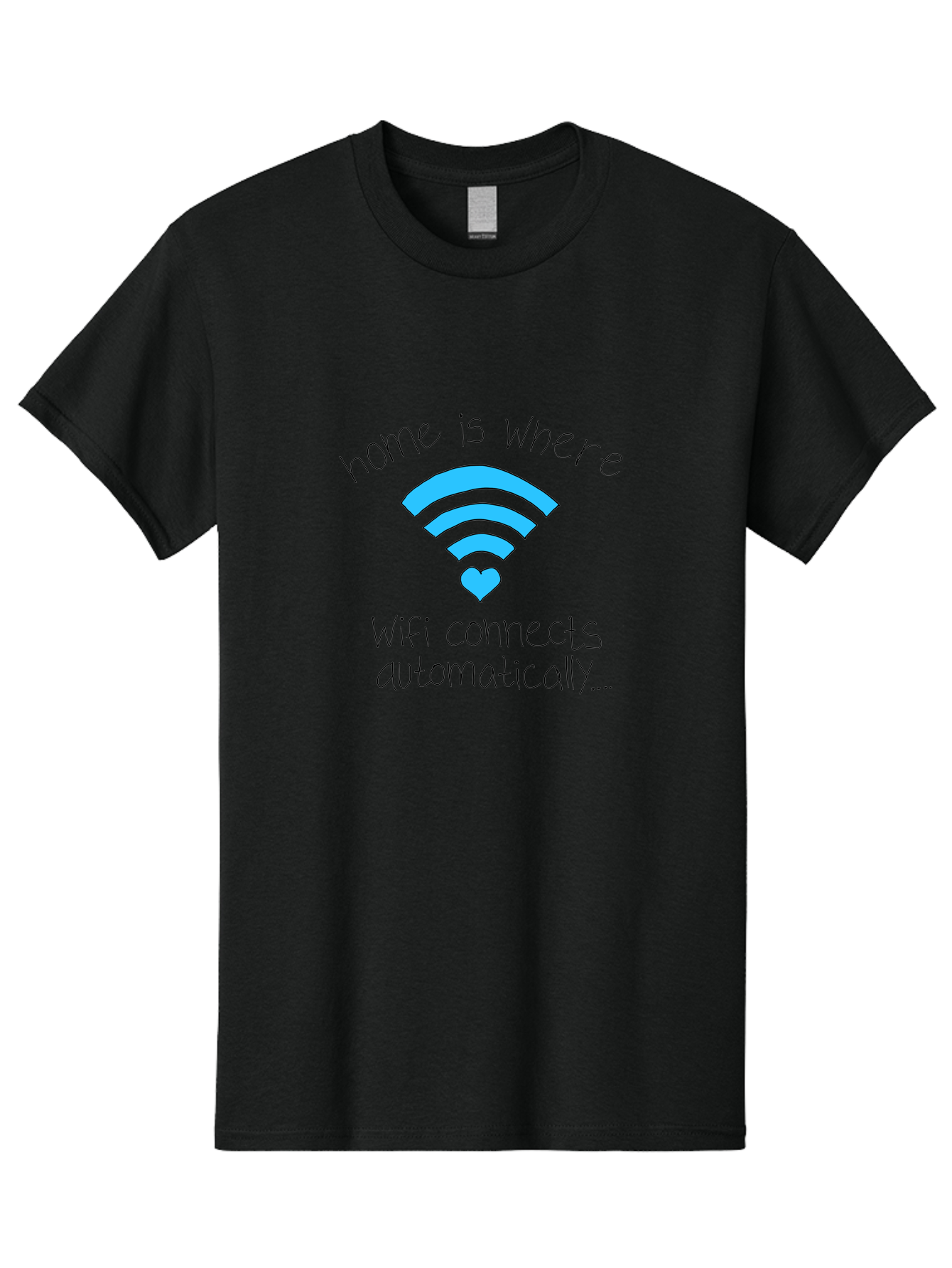 Home-Is-Where-Wifi-Connects-Automatically Men'S Graphic Tee, 100% Cotton, Comfortable Casual Summer Wear, Machine Washable, Wifi Symbol With Heart, Home Sweet Home, Wireless Connection, Digital Life, Humorous Quote, Quirky Design, -  Aaa054 7