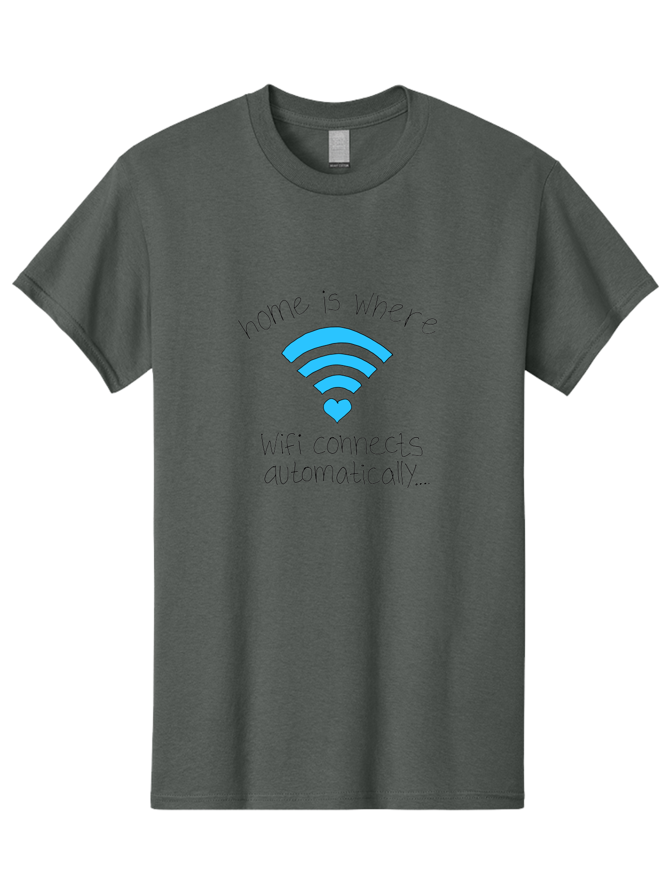 Home-Is-Where-Wifi-Connects-Automatically Men'S Graphic Tee, 100% Cotton, Comfortable Casual Summer Wear, Machine Washable, Wifi Symbol With Heart, Home Sweet Home, Wireless Connection, Digital Life, Humorous Quote, Quirky Design, -  Aaa054 29