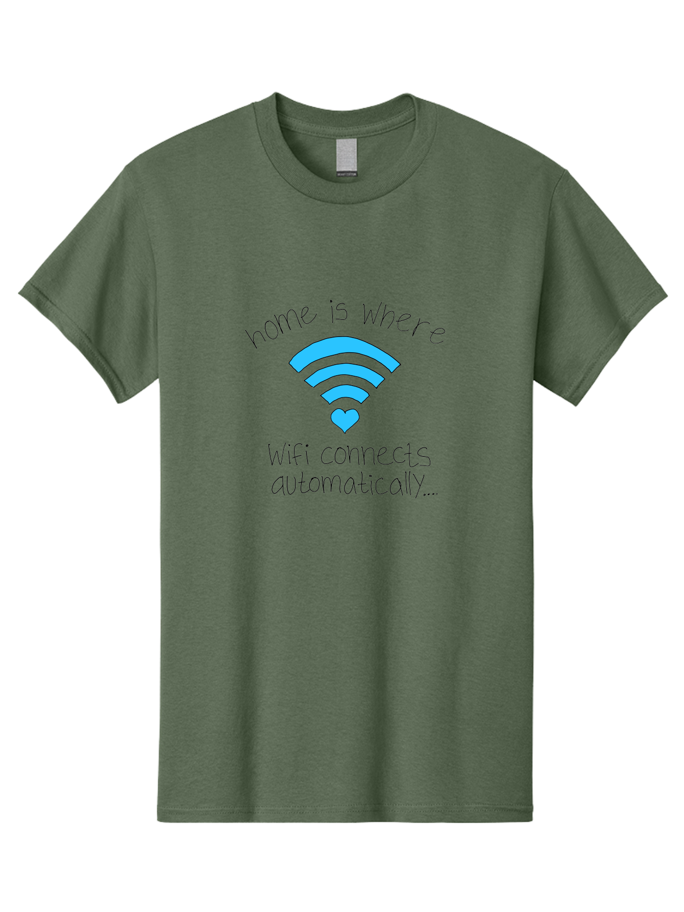 Home-Is-Where-Wifi-Connects-Automatically Men'S Graphic Tee, 100% Cotton, Comfortable Casual Summer Wear, Machine Washable, Wifi Symbol With Heart, Home Sweet Home, Wireless Connection, Digital Life, Humorous Quote, Quirky Design, -  Aaa054 11