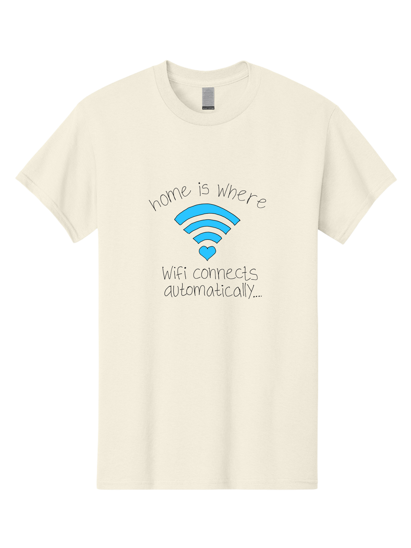 Home-Is-Where-Wifi-Connects-Automatically Men'S Graphic Tee, 100% Cotton, Comfortable Casual Summer Wear, Machine Washable, Wifi Symbol With Heart, Home Sweet Home, Wireless Connection, Digital Life, Humorous Quote, Quirky Design, -  Aaa054 23