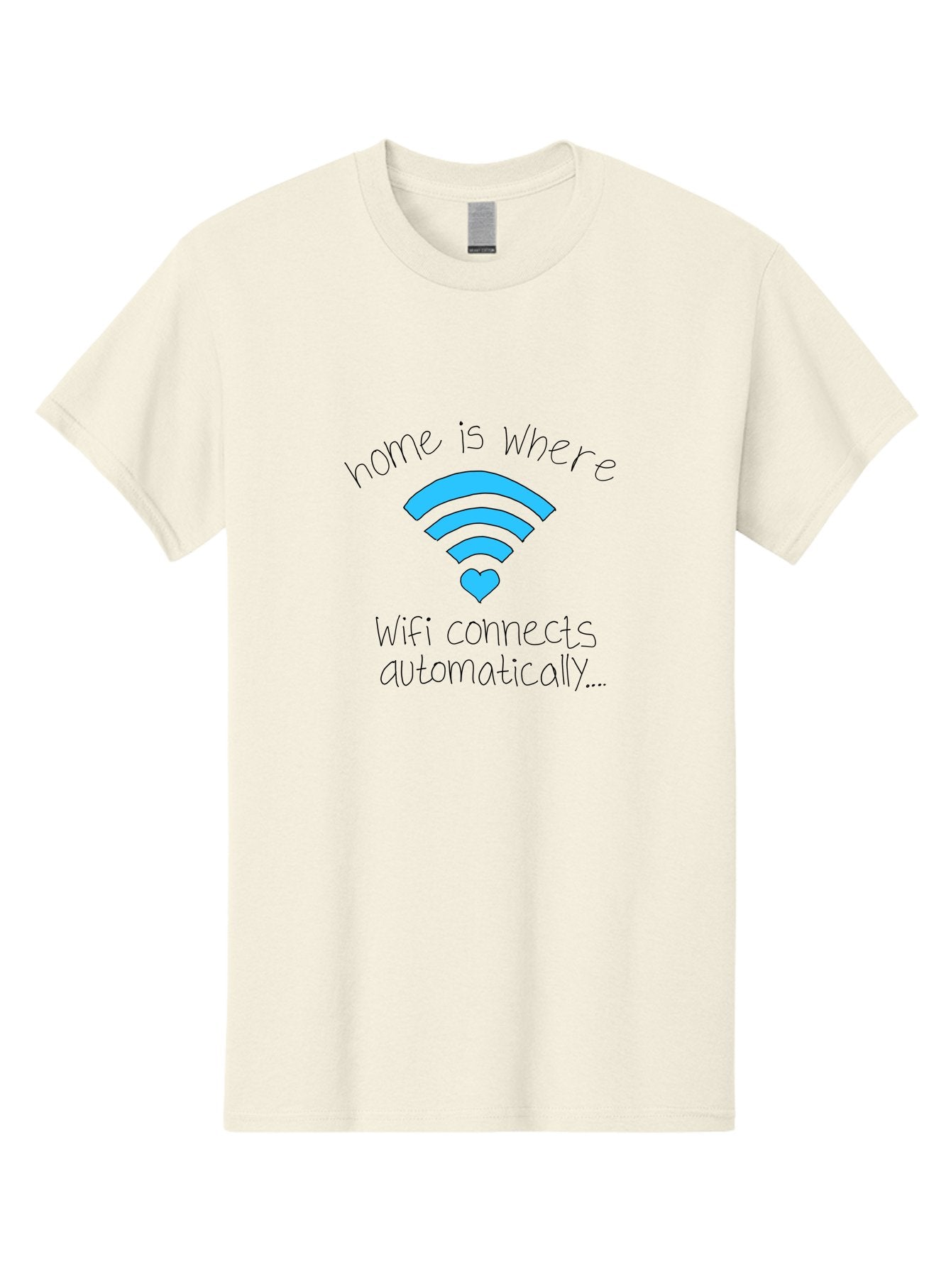 Home-Is-Where-Wifi-Connects-Automatically Men'S Graphic Tee, 100% Cotton, Comfortable Casual Summer Wear, Machine Washable, Wifi Symbol With Heart, Home Sweet Home, Wireless Connection, Digital Life, Humorous Quote, Quirky Design, -  Aaa054 15