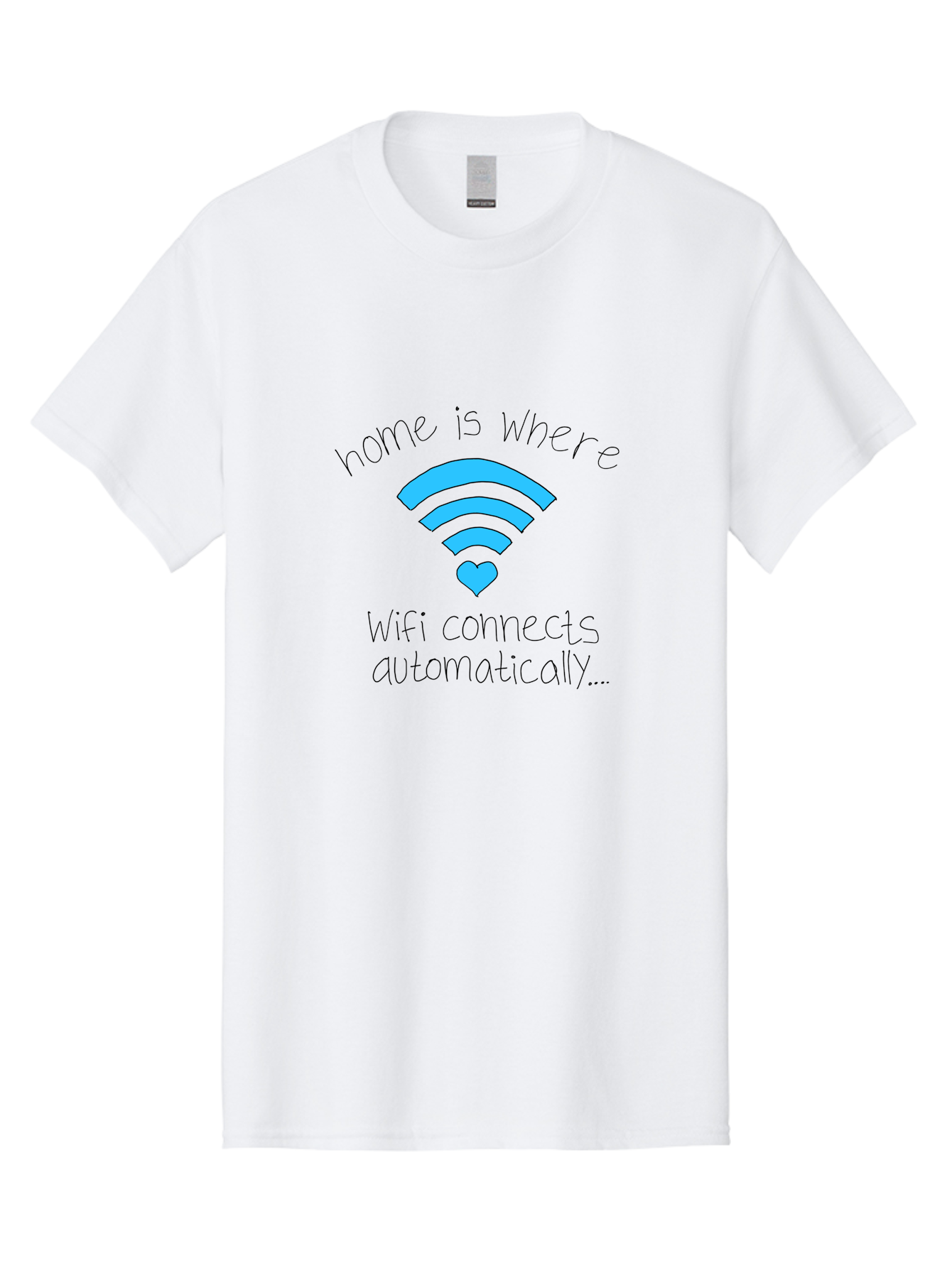 Home-Is-Where-Wifi-Connects-Automatically Men'S Graphic Tee, 100% Cotton, Comfortable Casual Summer Wear, Machine Washable, Wifi Symbol With Heart, Home Sweet Home, Wireless Connection, Digital Life, Humorous Quote, Quirky Design, -  Aaa054 17