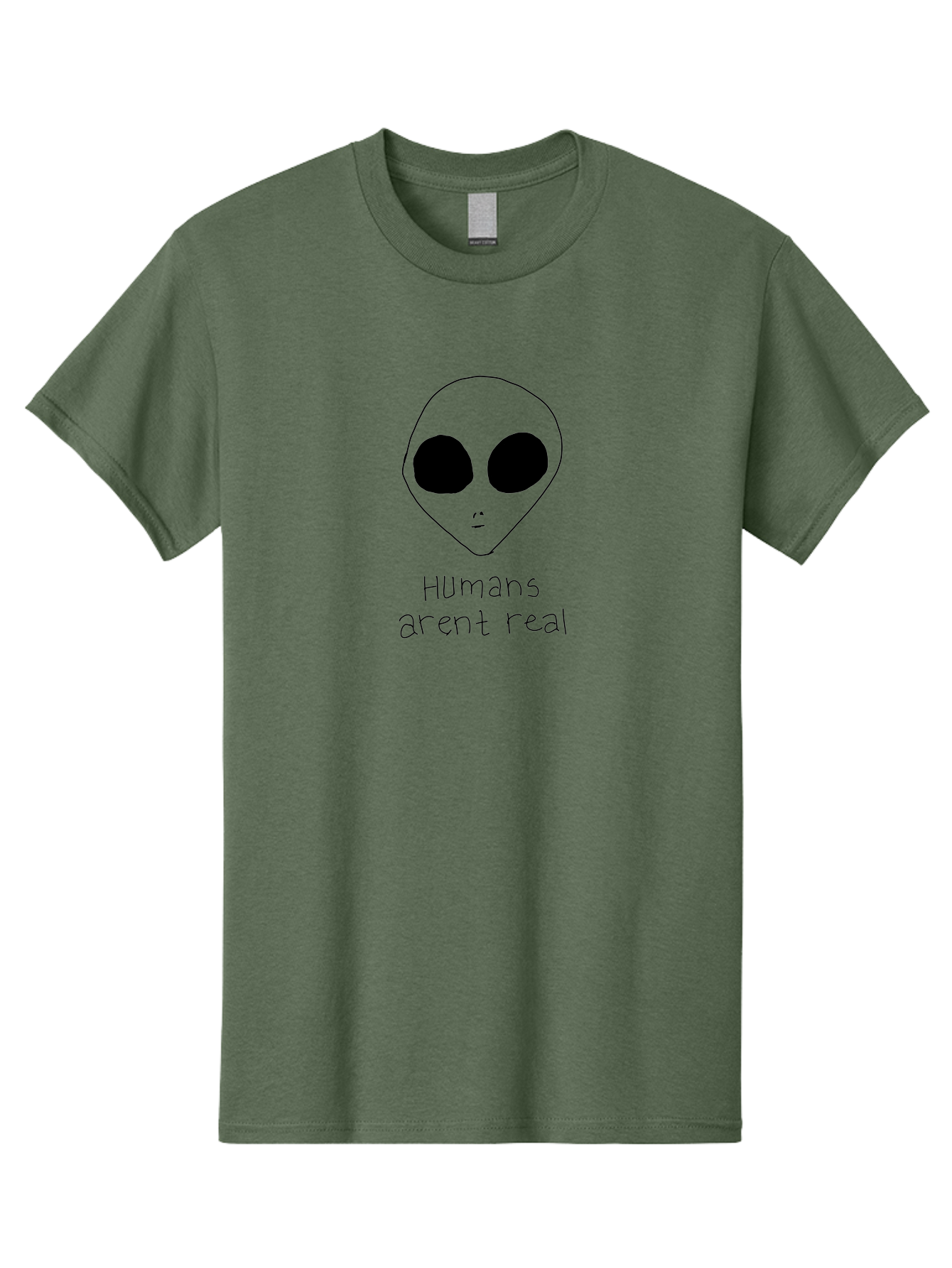 Humans-Aren-T-Real Men'S Graphic Tee, 100% Cotton, Comfortable Casual Summer Wear, Machine Washable, Alien Conspiracy Theory, Cartoon Alien, Humor, Parody, Satirical Art, Extraterrestrial Life, Pop Culture, Doodle Art, Funny Memes, -  Aaa055 29