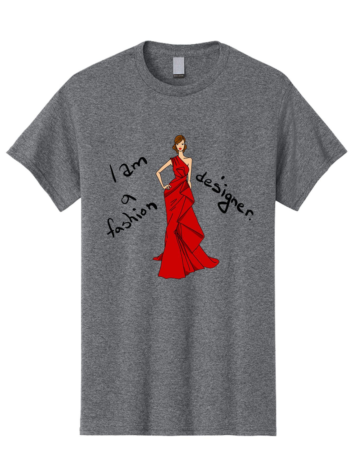I-Am-A-Fashion-Designer Men'S Graphic Tee, 100% Cotton, Comfortable Casual Summer Wear, Machine Washable, Fashion Designer, Stylish Woman, Red Dress, Elegant Pose, Fashion Statement, Design Inspiration, Fashion Illustration, -  Aaa057 29