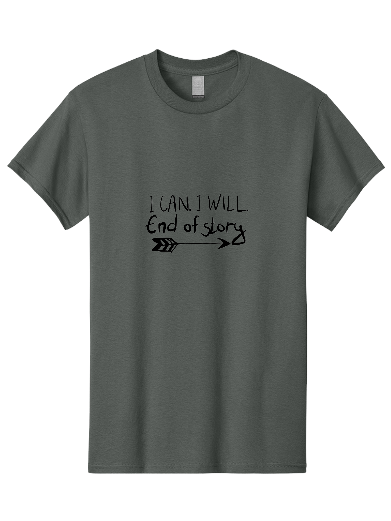 I-Can-I-Will-End-Of-Story Men'S Graphic Tee, 100% Cotton, Comfortable Casual Summer Wear, Machine Washable, Motivational Quote, Inspiring Words, Positive Affirmation, Determination, Success, Perseverance, Empowerment, Confidence, -  Aaa059