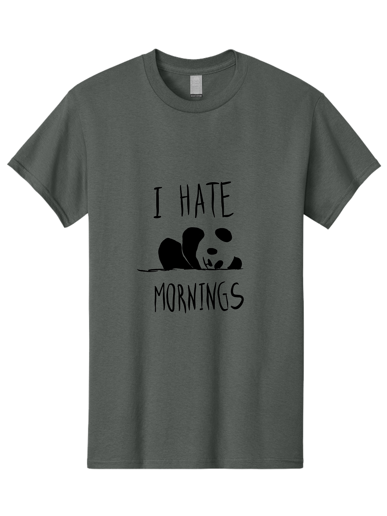 I-Hate-Mornings Men'S Graphic Tee, 100% Cotton, Comfortable Casual Summer Wear, Machine Washable, Funny Quote, Morning Humor, Cartoon Panda, Grumpy Mood, Humorous Design, Inspirational Quote, Motivational Phrase, Cute Illustration -  Aaa062 15