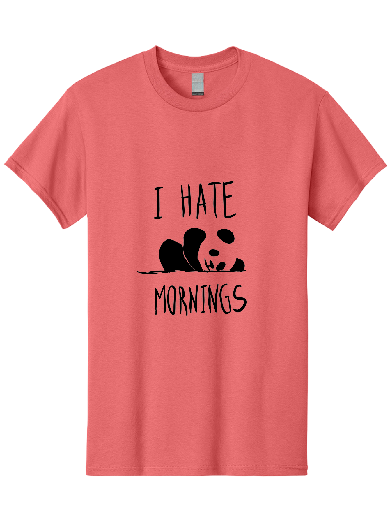 I-Hate-Mornings Men'S Graphic Tee, 100% Cotton, Comfortable Casual Summer Wear, Machine Washable, Funny Quote, Morning Humor, Cartoon Panda, Grumpy Mood, Humorous Design, Inspirational Quote, Motivational Phrase, Cute Illustration -  Aaa062 7