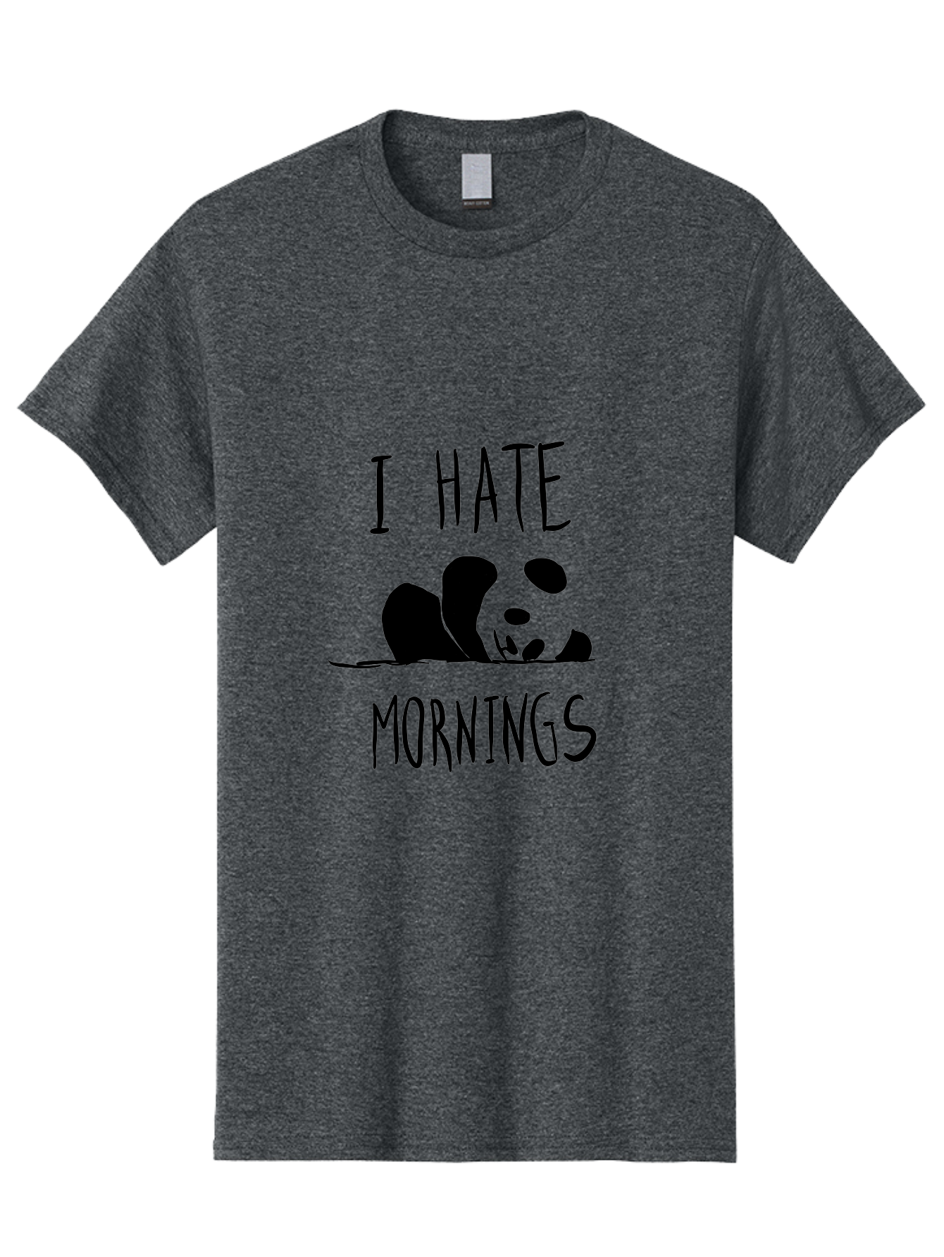 I-Hate-Mornings Men'S Graphic Tee, 100% Cotton, Comfortable Casual Summer Wear, Machine Washable, Funny Quote, Morning Humor, Cartoon Panda, Grumpy Mood, Humorous Design, Inspirational Quote, Motivational Phrase, Cute Illustration -  Aaa062 29