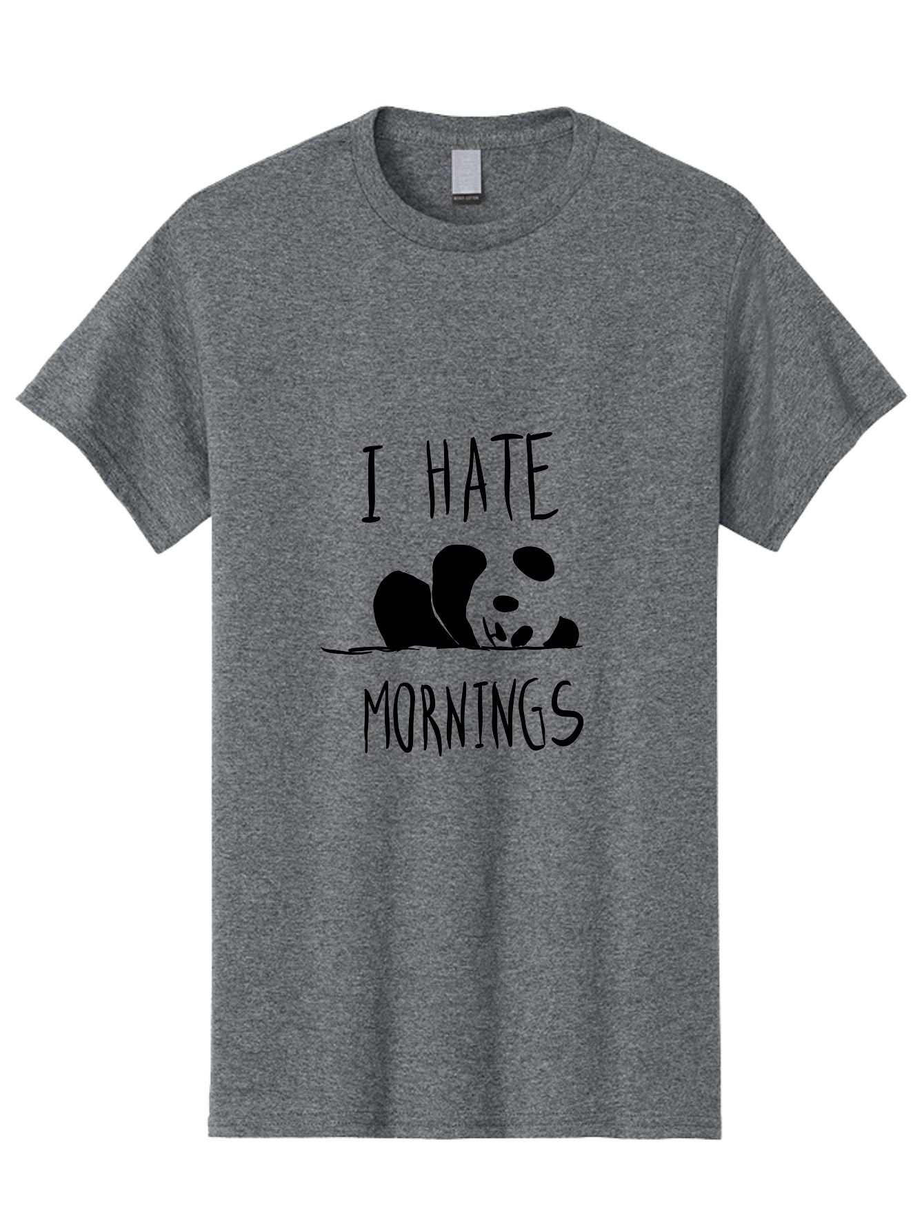 I-Hate-Mornings Men'S Graphic Tee, 100% Cotton, Comfortable Casual Summer Wear, Machine Washable, Funny Quote, Morning Humor, Cartoon Panda, Grumpy Mood, Humorous Design, Inspirational Quote, Motivational Phrase, Cute Illustration -  Aaa062 5