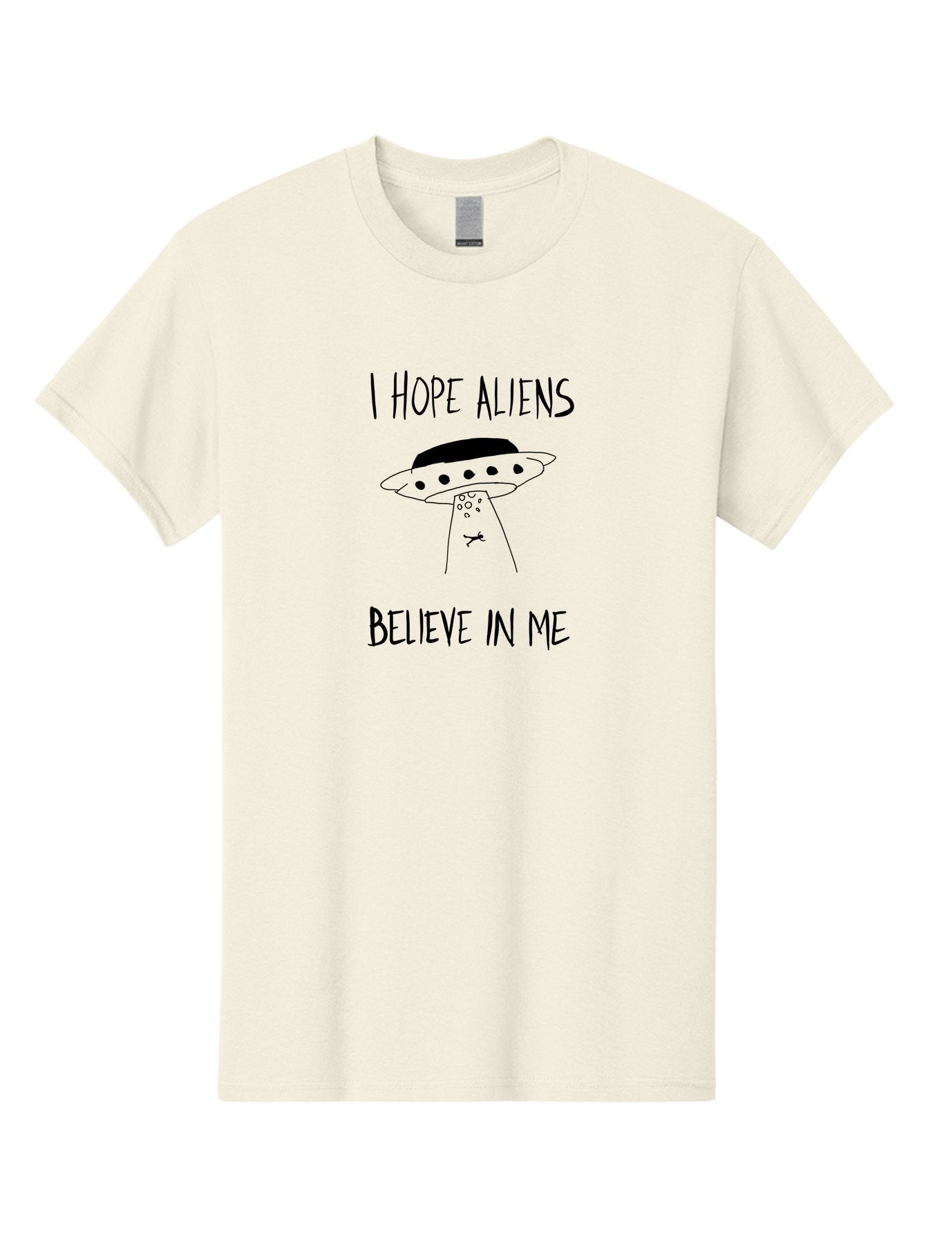 I-Hope-Aliens-Believe-In-Me Men'S Graphic Tee, 100% Cotton, Comfortable Casual Summer Wear, Machine Washable, Ufo, Aliens, Extraterrestrial Life, Inspirational Quote, Motivational Phrase, Cartoon Style, Humoristic Tone, -  Aaa064 7