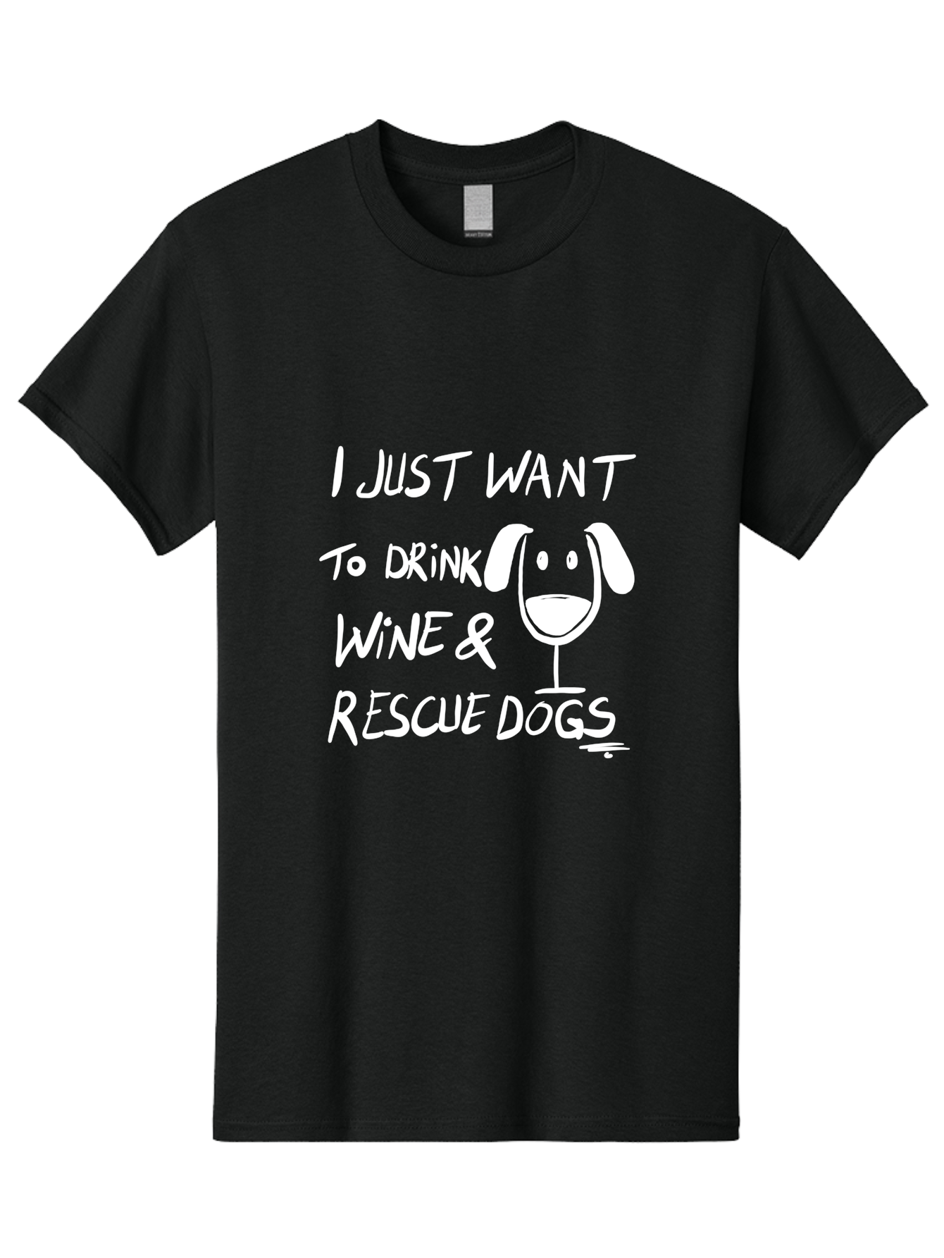 I-Just-Want-To-Drink-Wine-Rescue-Dogs Men'S Graphic Tee, 100% Cotton, Comfortable Casual Summer Wear, Machine Washable, Wine Glass Dog, Drink Wine, Rescue Dogs, Dog Lover, Wine Lover, Pet Rescue, Animal Shelter, Charity Support, Funny Quote -  Aaa065 15