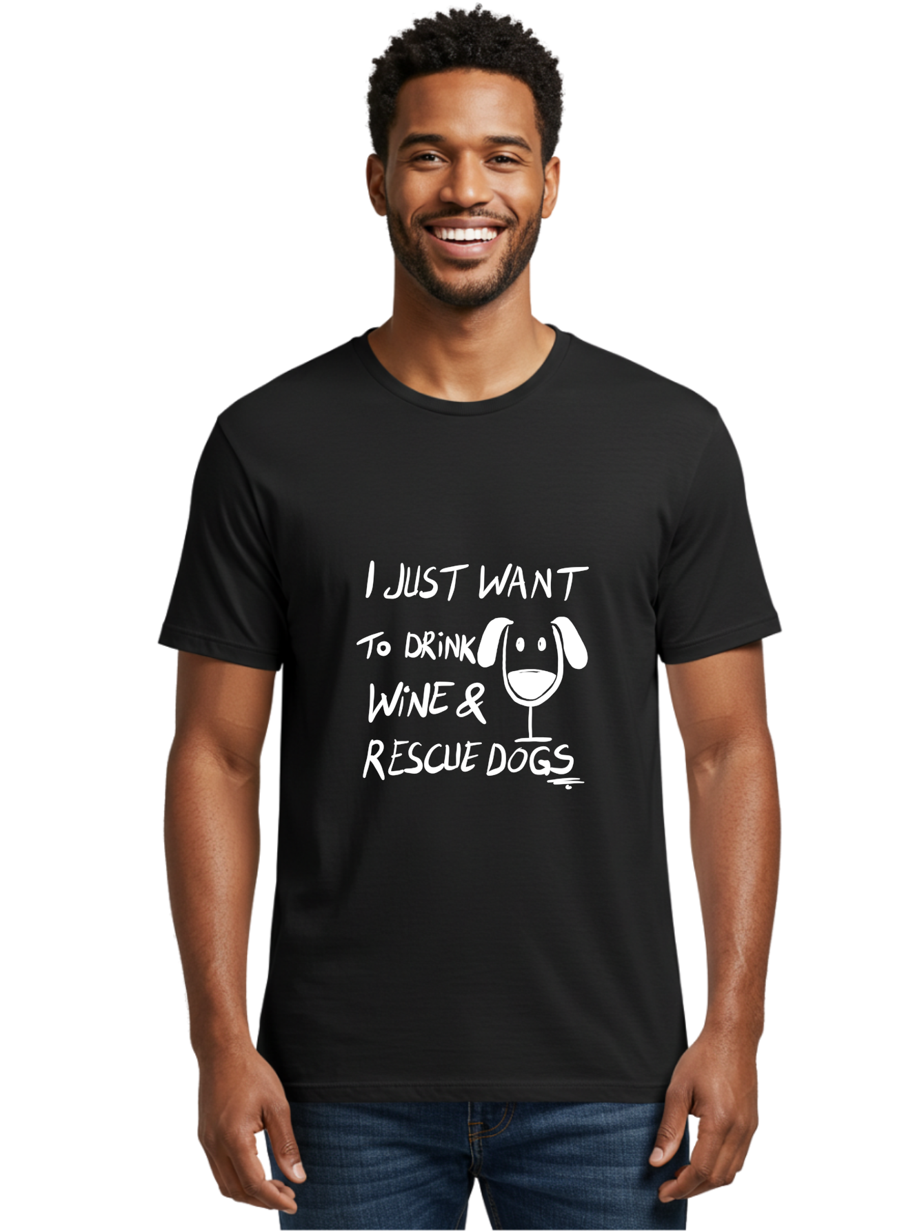 I-Just-Want-To-Drink-Wine-Rescue-Dogs Men'S Graphic Tee, 100% Cotton, Comfortable Casual Summer Wear, Machine Washable, Wine Glass Dog, Drink Wine, Rescue Dogs, Dog Lover, Wine Lover, Pet Rescue, Animal Shelter, Charity Support, Funny Quote -  Aaa065 16