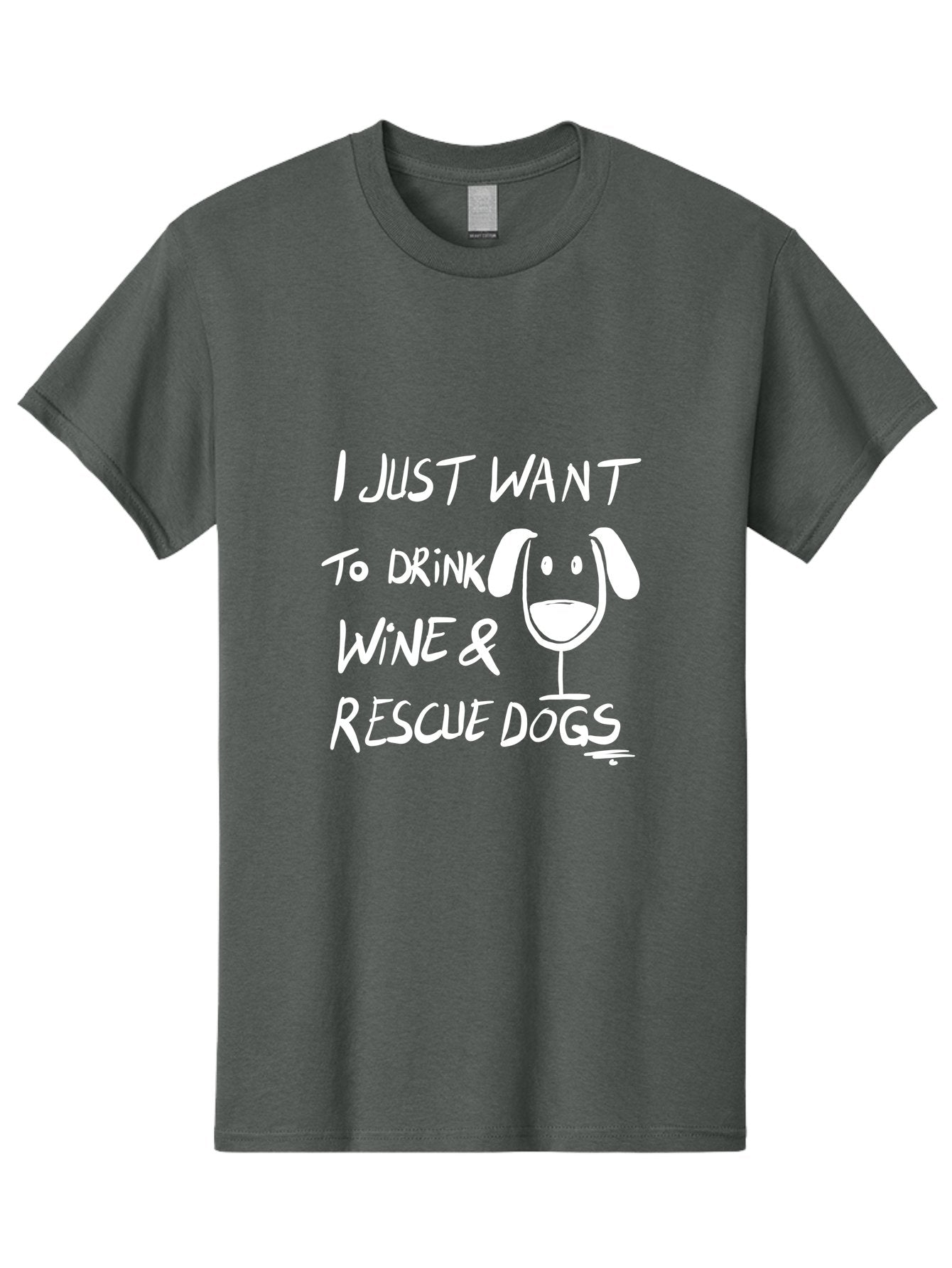 I-Just-Want-To-Drink-Wine-Rescue-Dogs Men'S Graphic Tee, 100% Cotton, Comfortable Casual Summer Wear, Machine Washable, Wine Glass Dog, Drink Wine, Rescue Dogs, Dog Lover, Wine Lover, Pet Rescue, Animal Shelter, Charity Support, Funny Quote -  Aaa065 25