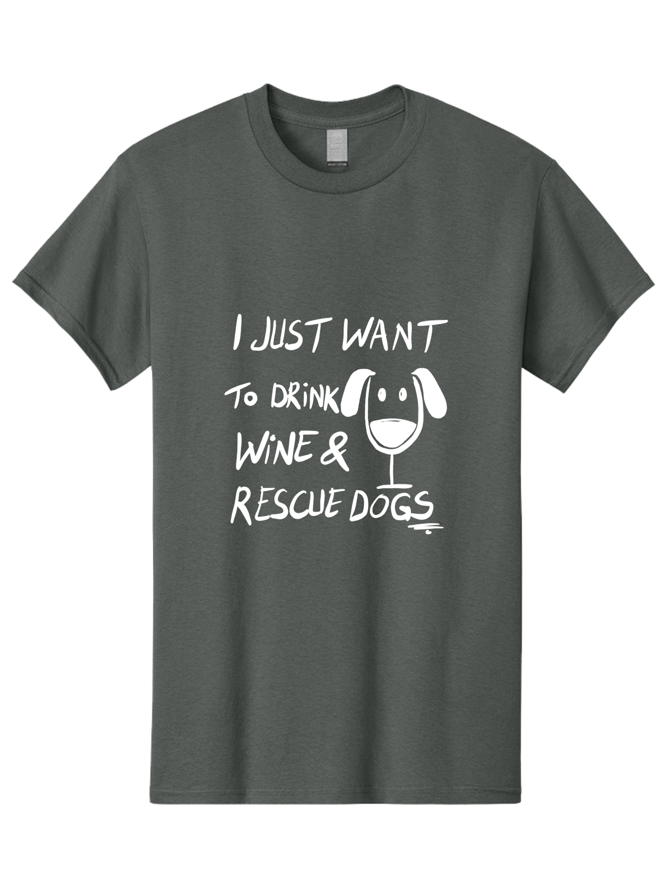 I-Just-Want-To-Drink-Wine-Rescue-Dogs Men'S Graphic Tee, 100% Cotton, Comfortable Casual Summer Wear, Machine Washable, Wine Glass Dog, Drink Wine, Rescue Dogs, Dog Lover, Wine Lover, Pet Rescue, Animal Shelter, Charity Support, Funny Quote -  Aaa065 19