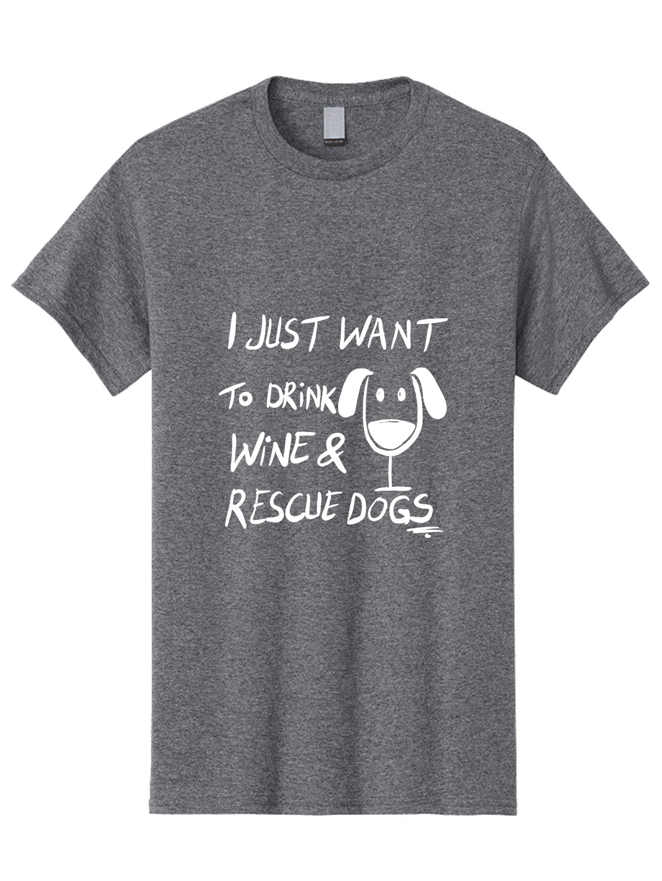 I-Just-Want-To-Drink-Wine-Rescue-Dogs Men'S Graphic Tee, 100% Cotton, Comfortable Casual Summer Wear, Machine Washable, Wine Glass Dog, Drink Wine, Rescue Dogs, Dog Lover, Wine Lover, Pet Rescue, Animal Shelter, Charity Support, Funny Quote -  Aaa065 7