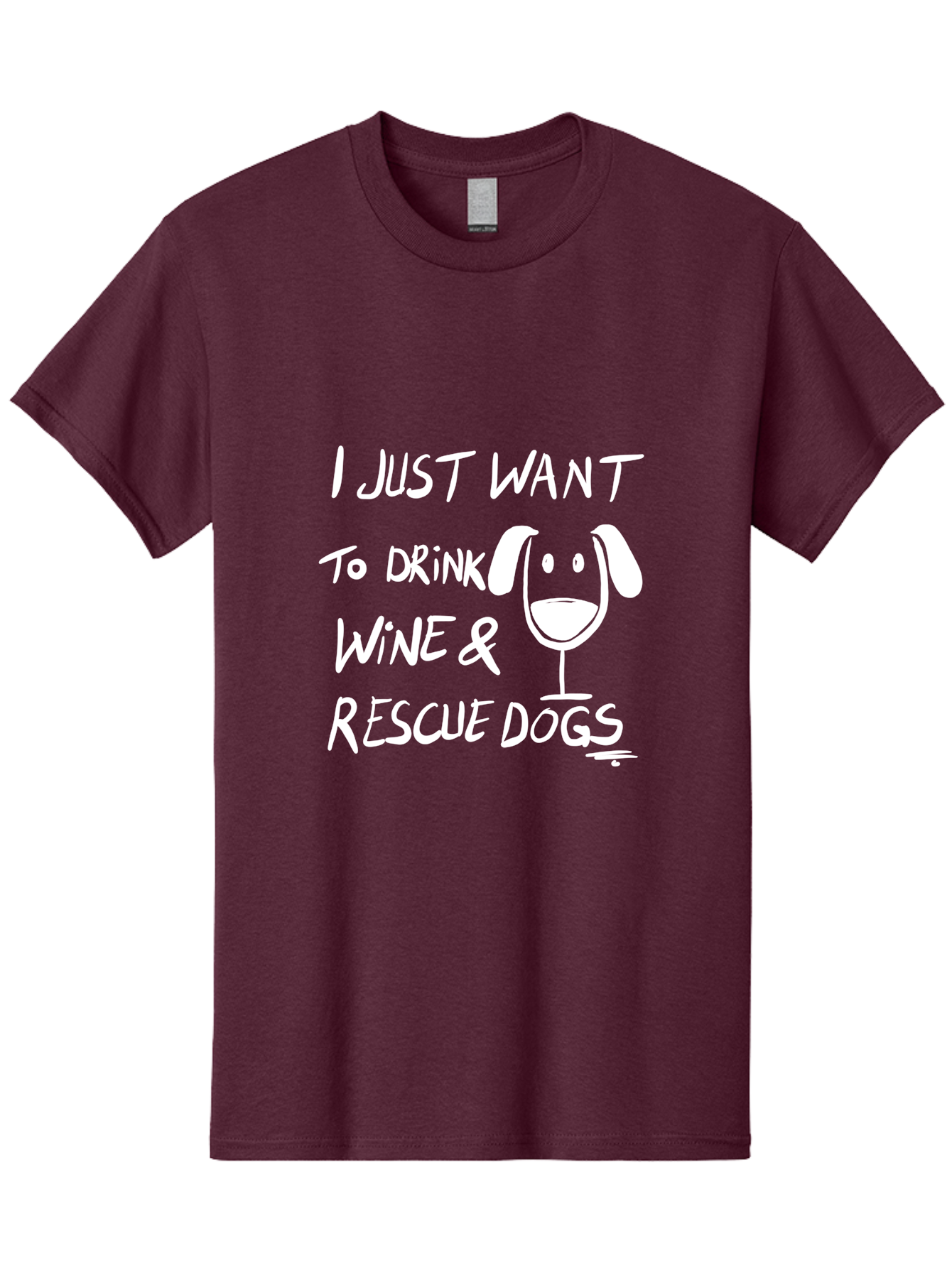 I-Just-Want-To-Drink-Wine-Rescue-Dogs Men'S Graphic Tee, 100% Cotton, Comfortable Casual Summer Wear, Machine Washable, Wine Glass Dog, Drink Wine, Rescue Dogs, Dog Lover, Wine Lover, Pet Rescue, Animal Shelter, Charity Support, Funny Quote -  Aaa065 7