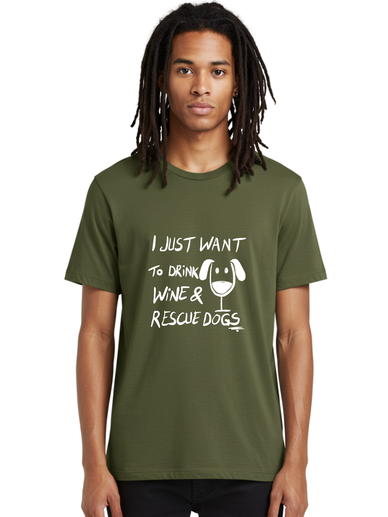 I-Just-Want-To-Drink-Wine-Rescue-Dogs Men'S Graphic Tee, 100% Cotton, Comfortable Casual Summer Wear, Machine Washable, Wine Glass Dog, Drink Wine, Rescue Dogs, Dog Lover, Wine Lover, Pet Rescue, Animal Shelter, Charity Support, Funny Quote -  Aaa065 6