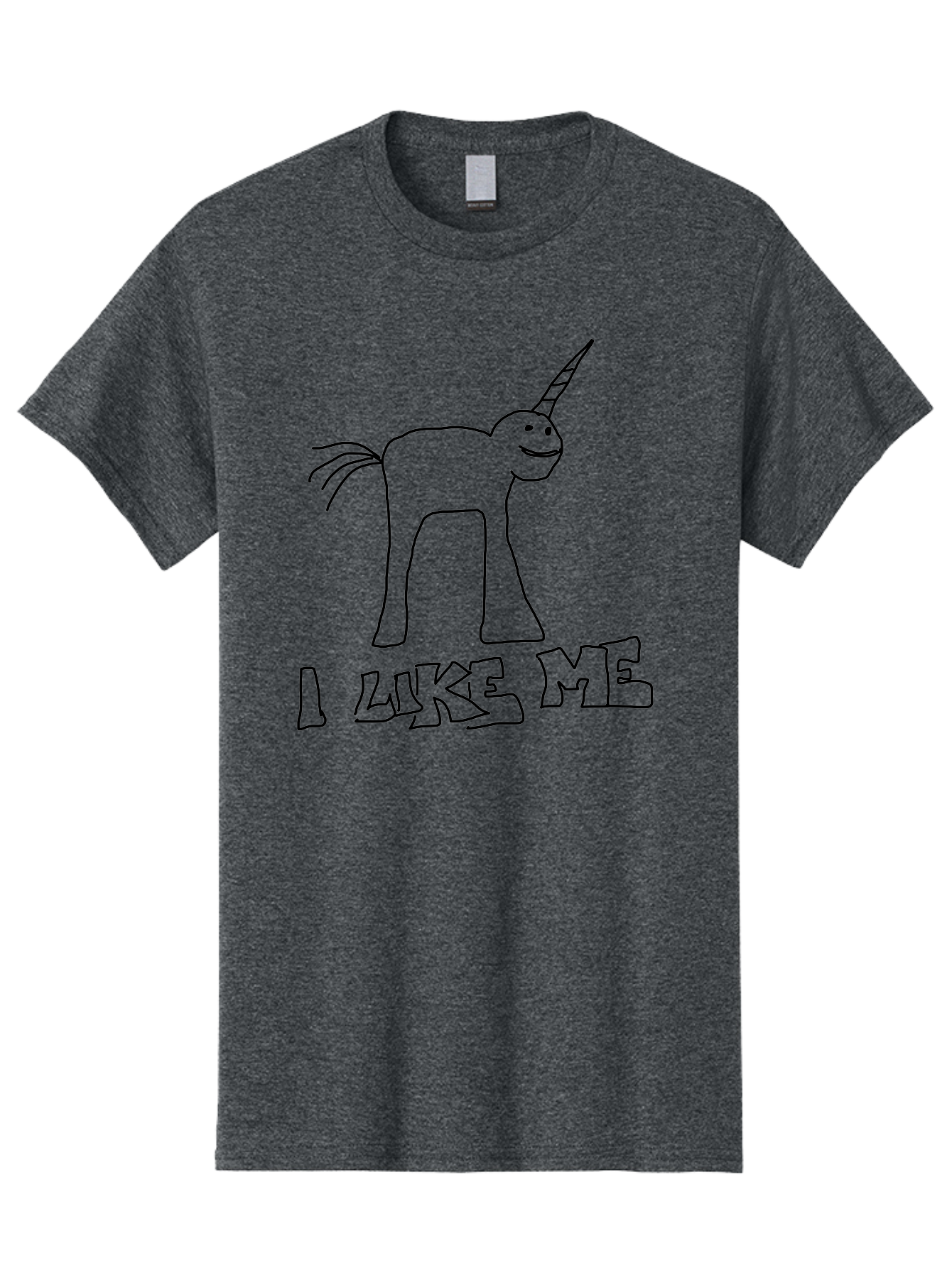 I-Like-Me Men'S Graphic Tee, 100% Cotton, Comfortable Casual Summer Wear, Machine Washable, Stick Figure Unicorn, Smiling Face, Self-Love, Positivity, Quirky Art, Whimsical Design, Cartoon Character, Illustration, I Like Me Text -  Aaa066 27