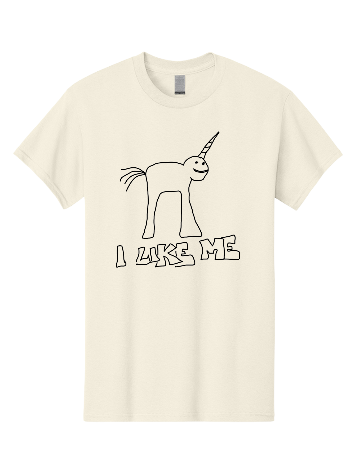 I-Like-Me Men'S Graphic Tee, 100% Cotton, Comfortable Casual Summer Wear, Machine Washable, Stick Figure Unicorn, Smiling Face, Self-Love, Positivity, Quirky Art, Whimsical Design, Cartoon Character, Illustration, I Like Me Text -  Aaa066 5