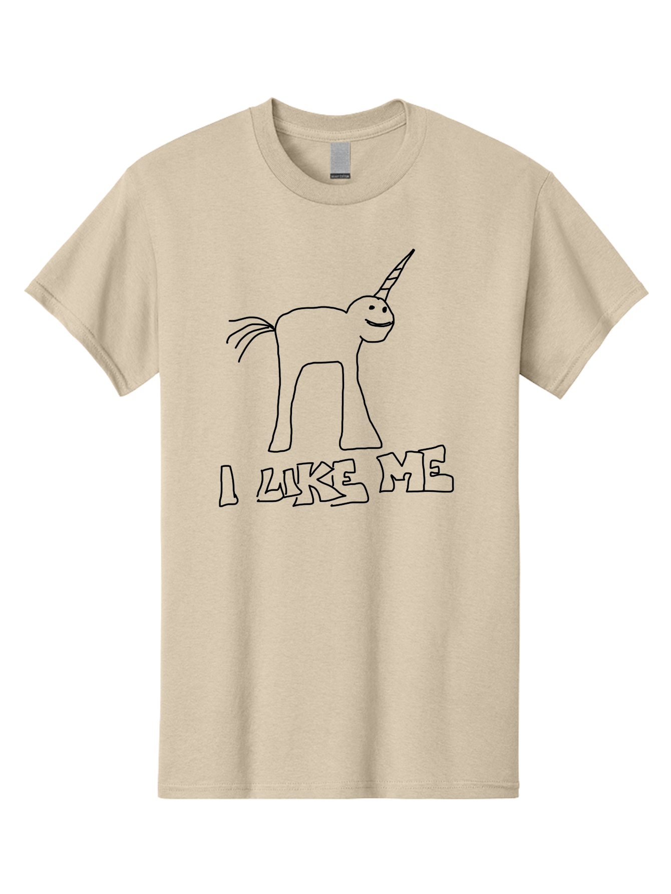 I-Like-Me Men'S Graphic Tee, 100% Cotton, Comfortable Casual Summer Wear, Machine Washable, Stick Figure Unicorn, Smiling Face, Self-Love, Positivity, Quirky Art, Whimsical Design, Cartoon Character, Illustration, I Like Me Text -  Aaa066 23
