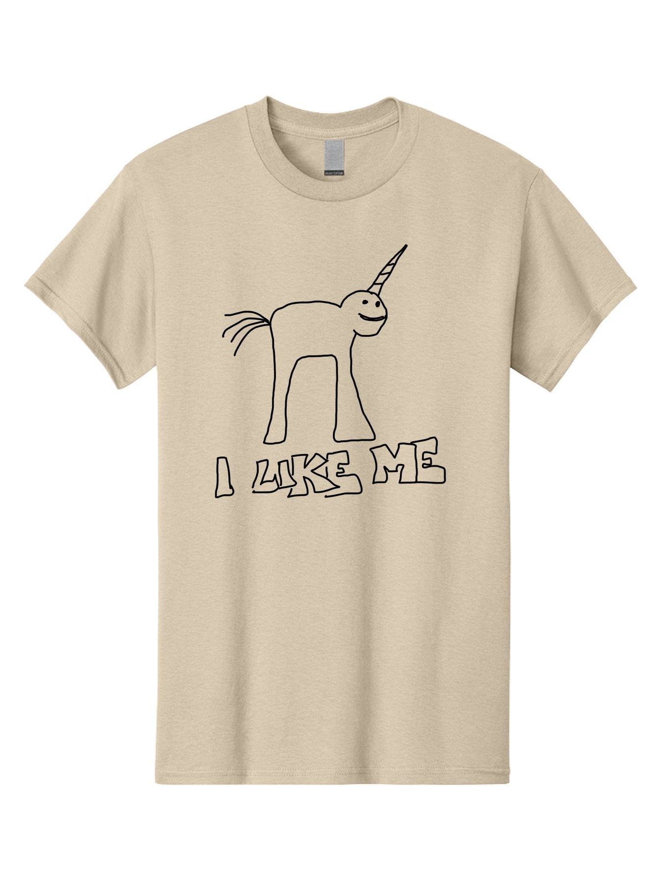 I-Like-Me Men'S Graphic Tee, 100% Cotton, Comfortable Casual Summer Wear, Machine Washable, Stick Figure Unicorn, Smiling Face, Self-Love, Positivity, Quirky Art, Whimsical Design, Cartoon Character, Illustration, I Like Me Text -  Aaa066 7