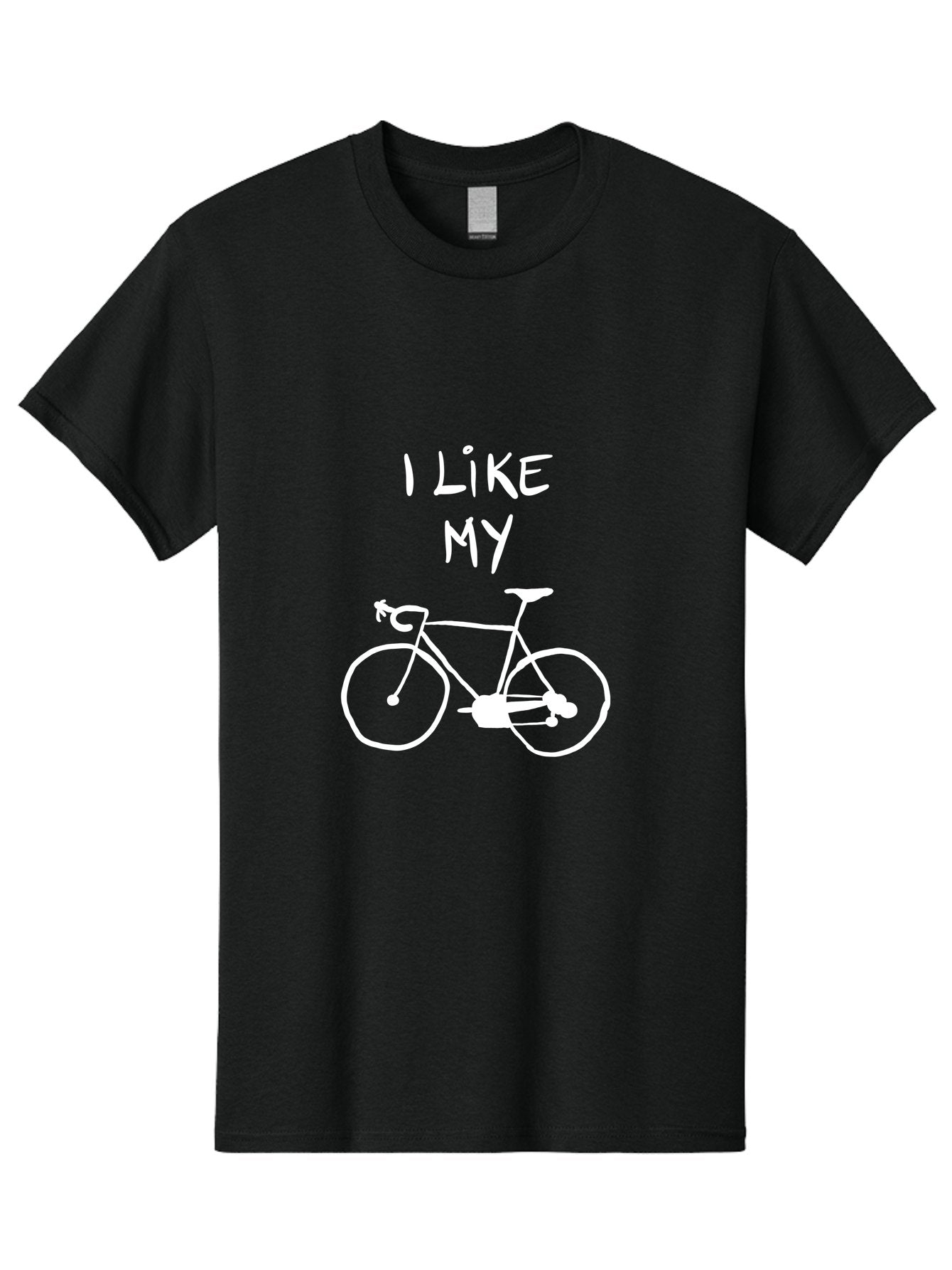 I-Like-My-Bicycle Men'S Graphic Tee, 100% Cotton, Comfortable Casual Summer Wear, Machine Washable, Cycling Culture, Bike Enthusiasts, Love For Cycling, Bicycle Appreciation, Fun Graphic, Simple Design, White Bicycle -  Aaa067 21