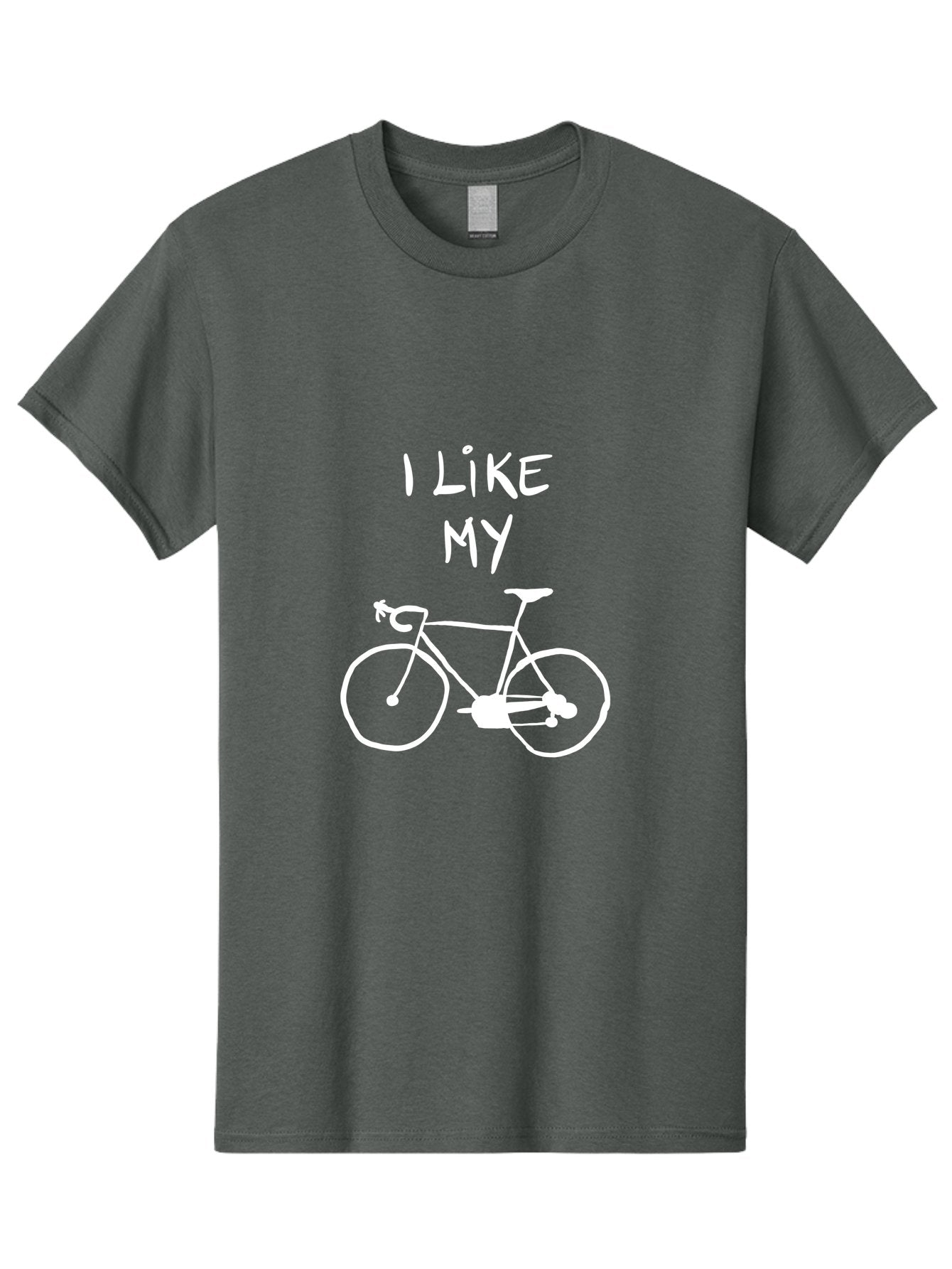 I-Like-My-Bicycle Men'S Graphic Tee, 100% Cotton, Comfortable Casual Summer Wear, Machine Washable, Cycling Culture, Bike Enthusiasts, Love For Cycling, Bicycle Appreciation, Fun Graphic, Simple Design, White Bicycle -  Aaa067 11
