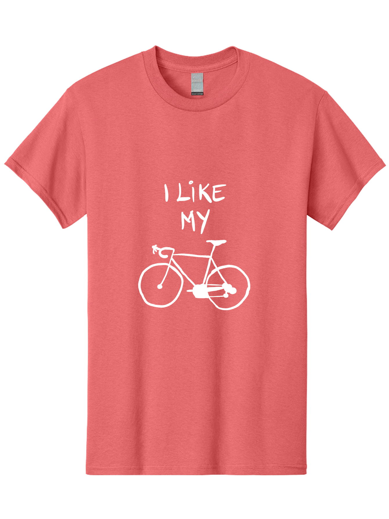 I-Like-My-Bicycle Men'S Graphic Tee, 100% Cotton, Comfortable Casual Summer Wear, Machine Washable, Cycling Culture, Bike Enthusiasts, Love For Cycling, Bicycle Appreciation, Fun Graphic, Simple Design, White Bicycle -  Aaa067 27