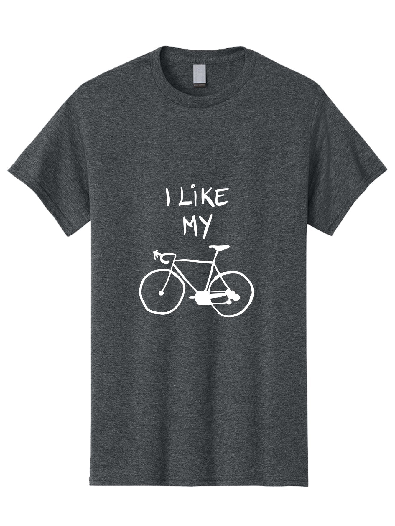 I-Like-My-Bicycle Men'S Graphic Tee, 100% Cotton, Comfortable Casual Summer Wear, Machine Washable, Cycling Culture, Bike Enthusiasts, Love For Cycling, Bicycle Appreciation, Fun Graphic, Simple Design, White Bicycle -  Aaa067 29