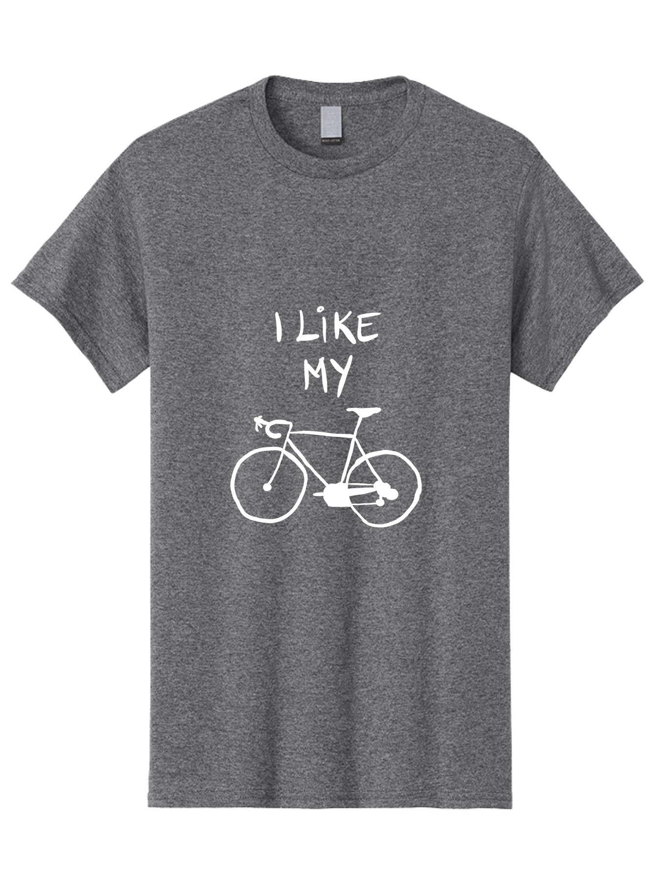 I-Like-My-Bicycle Men'S Graphic Tee, 100% Cotton, Comfortable Casual Summer Wear, Machine Washable, Cycling Culture, Bike Enthusiasts, Love For Cycling, Bicycle Appreciation, Fun Graphic, Simple Design, White Bicycle -  Aaa067 3