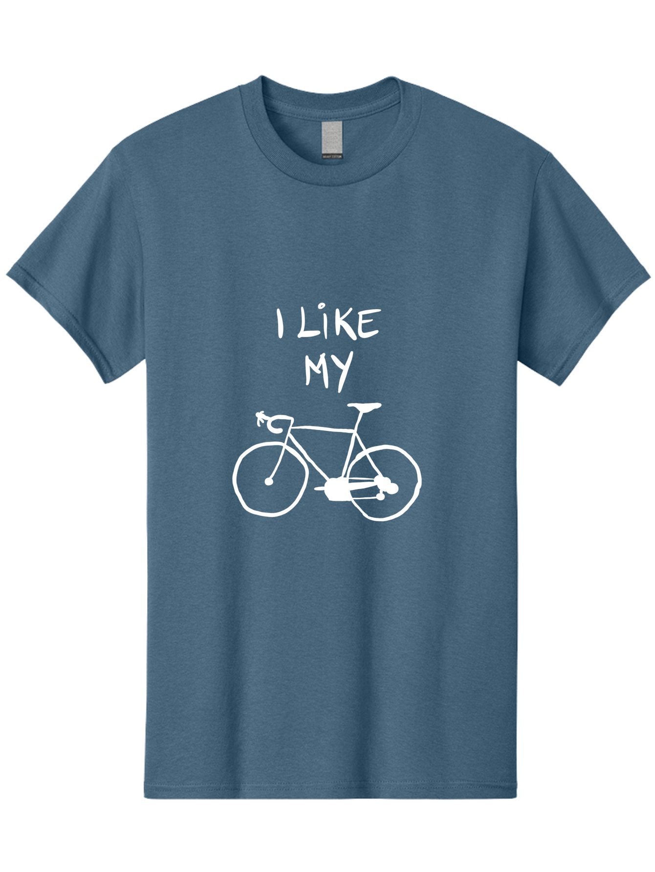 I-Like-My-Bicycle Men'S Graphic Tee, 100% Cotton, Comfortable Casual Summer Wear, Machine Washable, Cycling Culture, Bike Enthusiasts, Love For Cycling, Bicycle Appreciation, Fun Graphic, Simple Design, White Bicycle -  Aaa067 27