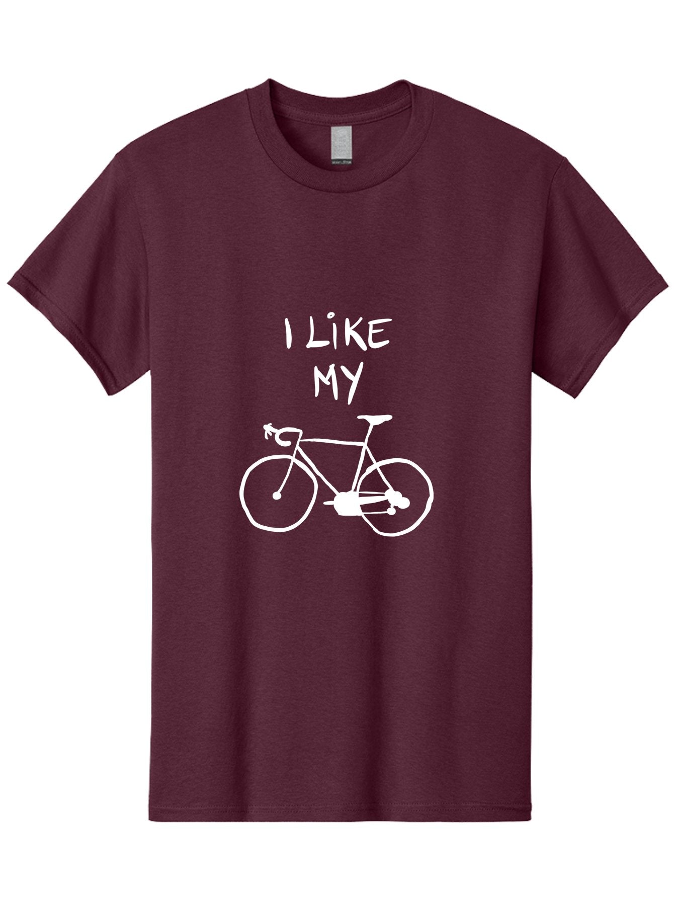 I-Like-My-Bicycle Men'S Graphic Tee, 100% Cotton, Comfortable Casual Summer Wear, Machine Washable, Cycling Culture, Bike Enthusiasts, Love For Cycling, Bicycle Appreciation, Fun Graphic, Simple Design, White Bicycle -  Aaa067 15
