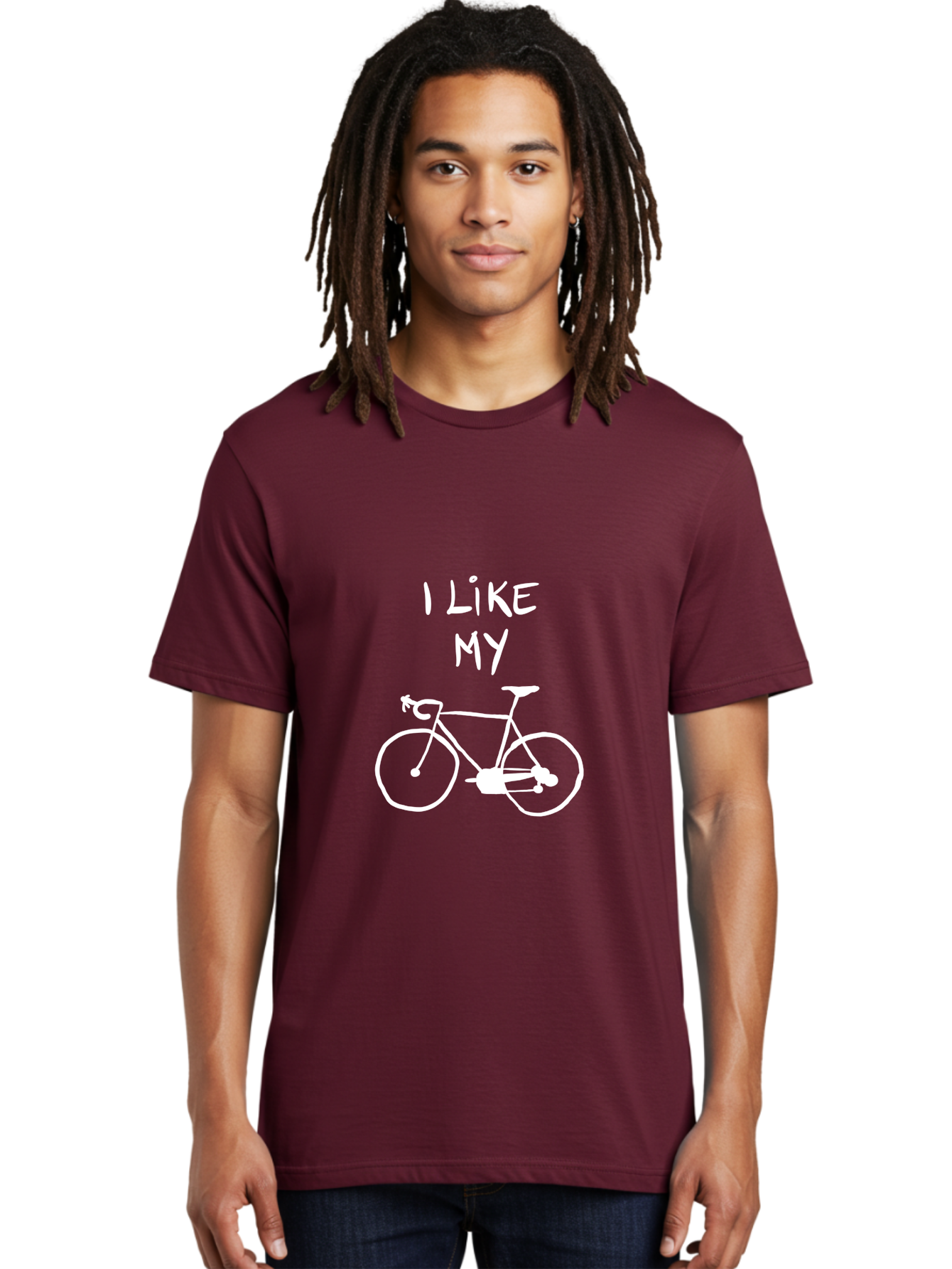 I-Like-My-Bicycle Men'S Graphic Tee, 100% Cotton, Comfortable Casual Summer Wear, Machine Washable, Cycling Culture, Bike Enthusiasts, Love For Cycling, Bicycle Appreciation, Fun Graphic, Simple Design, White Bicycle -  Aaa067 6